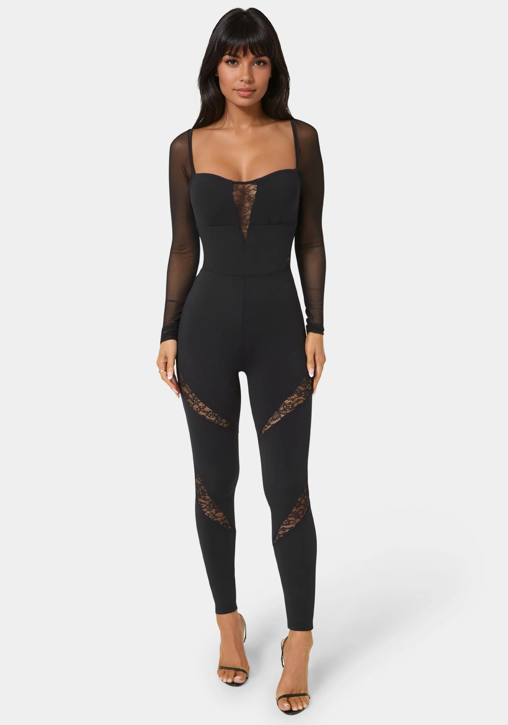 14373-mesh-sleeve-lace-insert-catsuit-1.webp Mesh Sleeve Lace Insert Catsuit