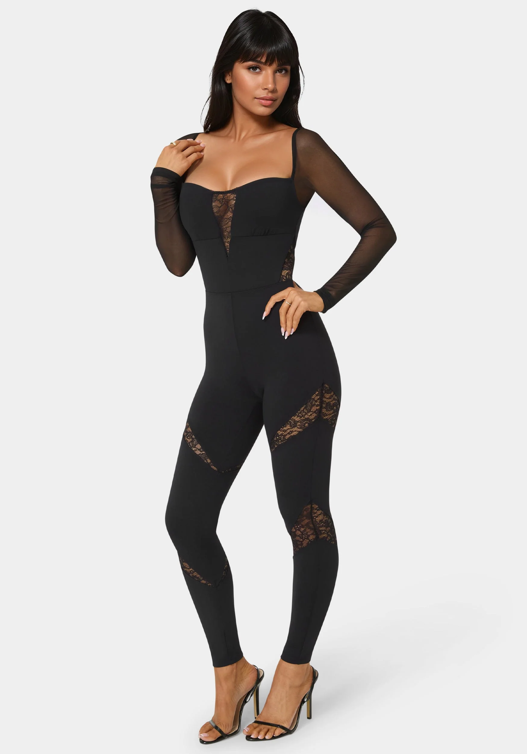 14373-mesh-sleeve-lace-insert-catsuit-2.webp Mesh Sleeve Lace Insert Catsuit