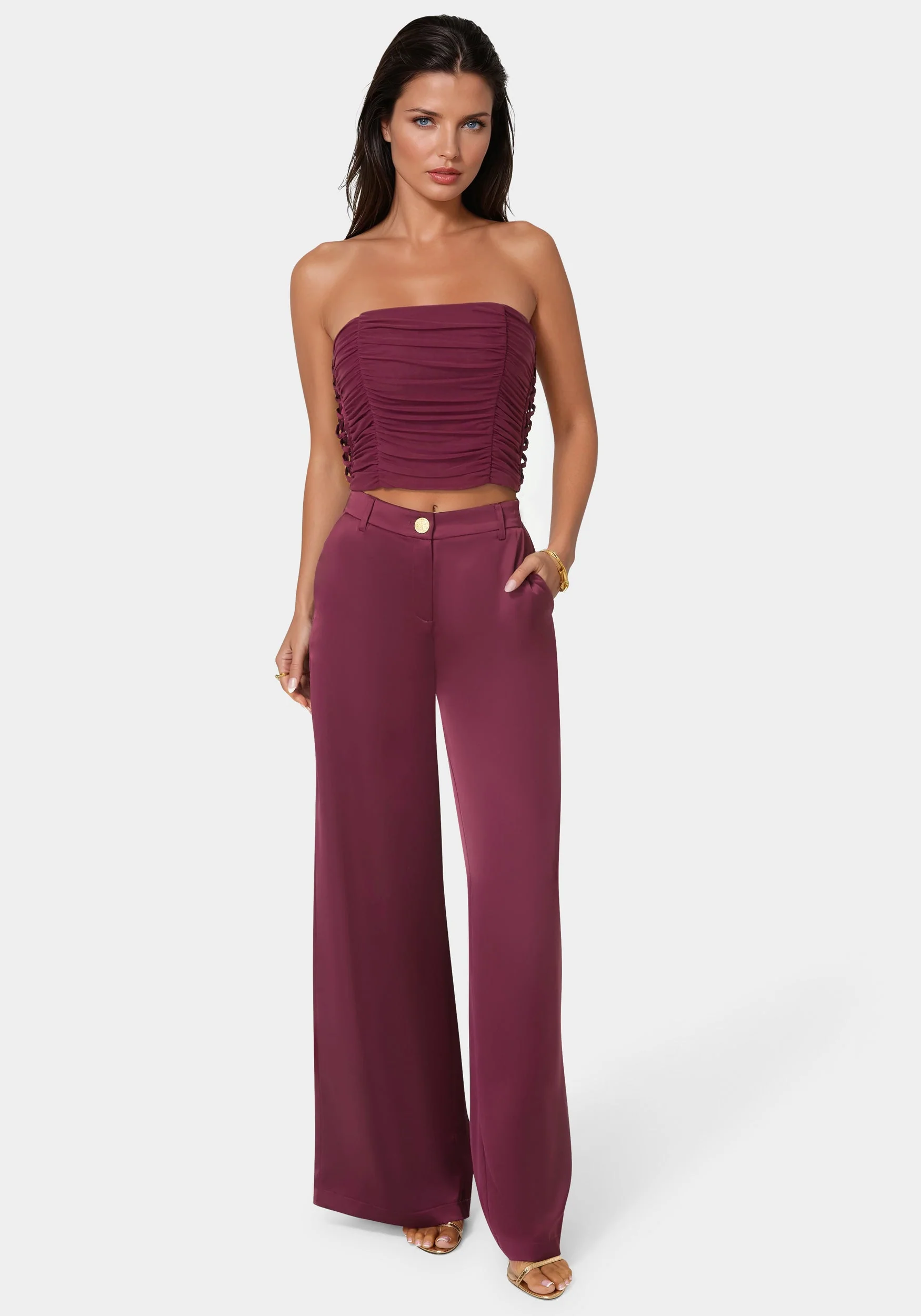 High Waist Ultra Wide Leg Satin Pant