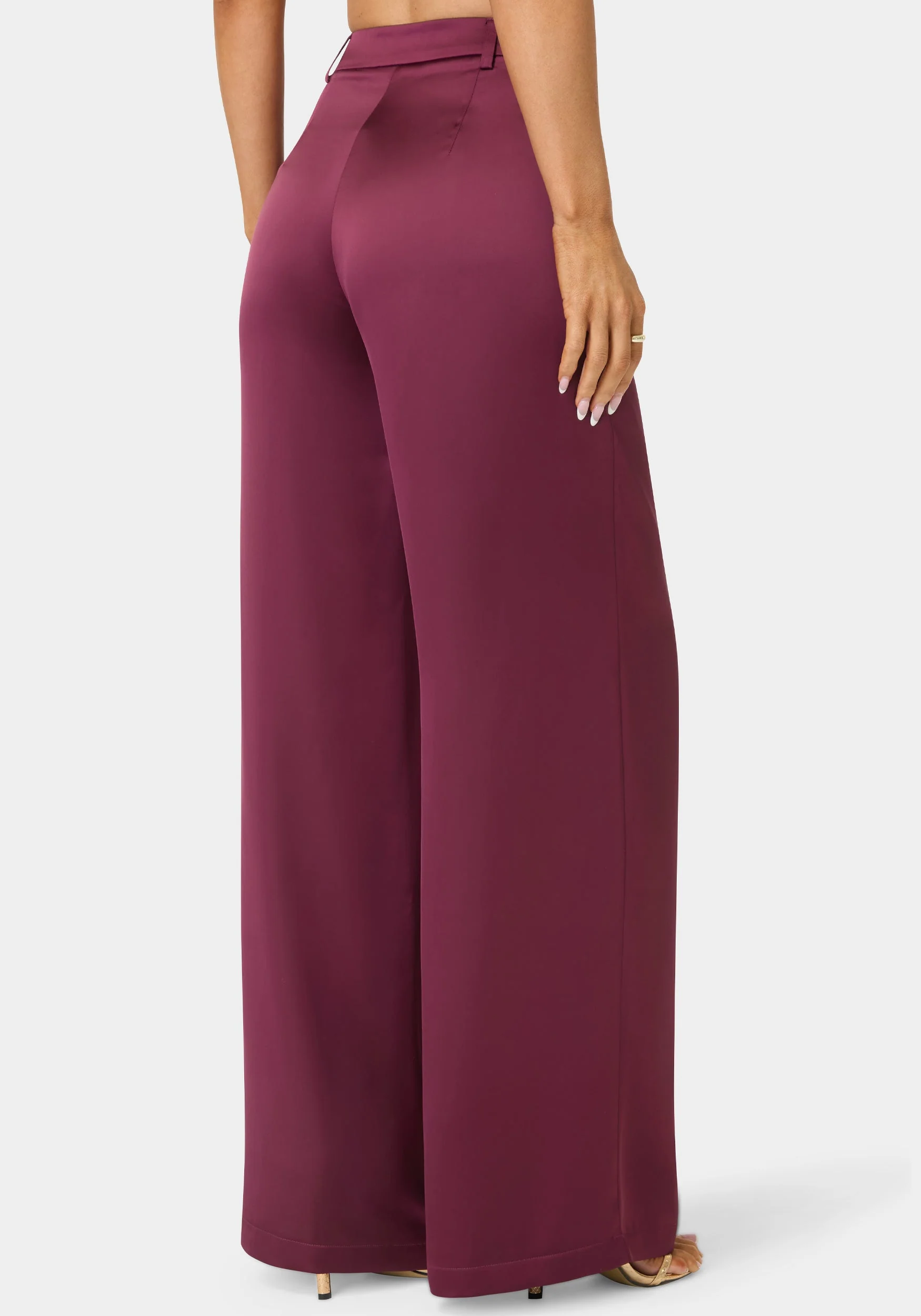 High Waist Ultra Wide Leg Satin Pant