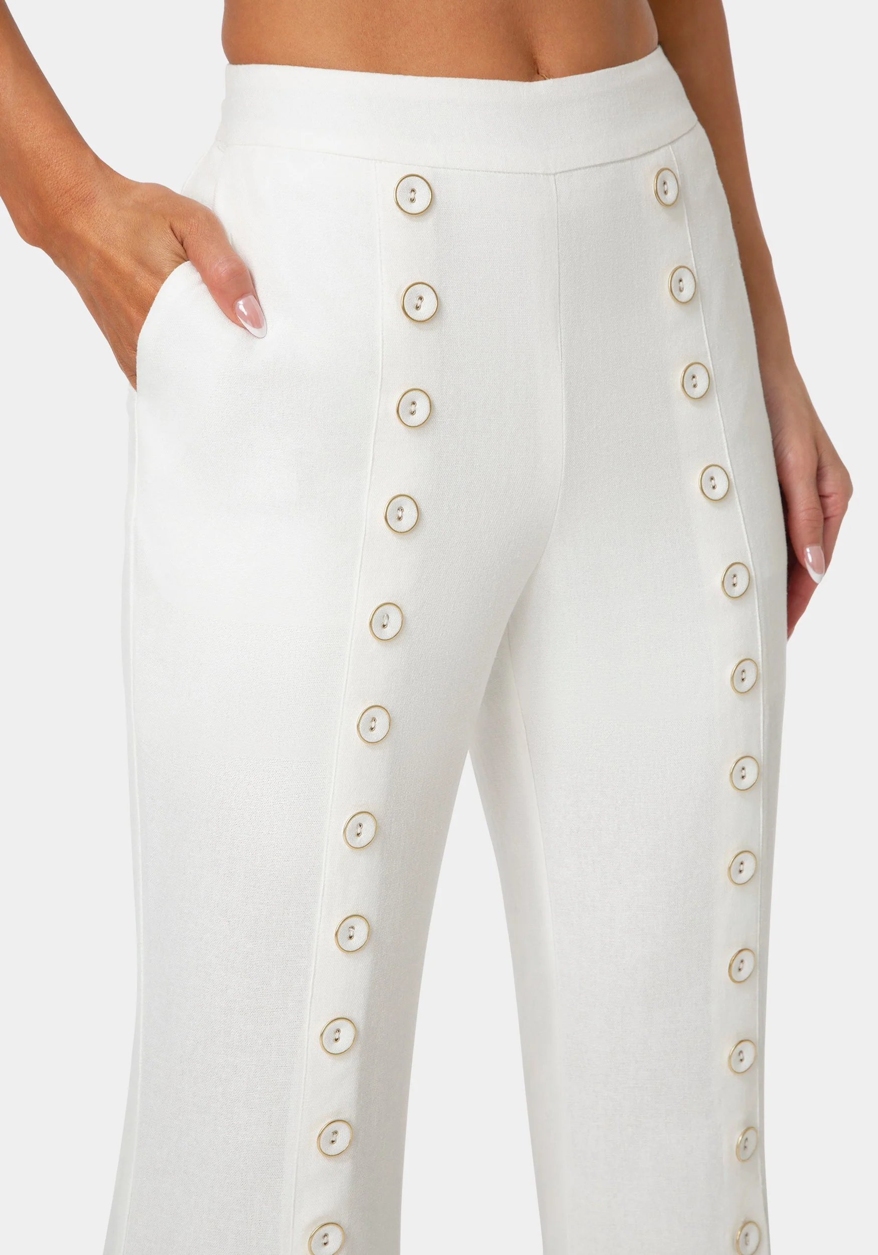 Linen Mini Flare Leg Pant