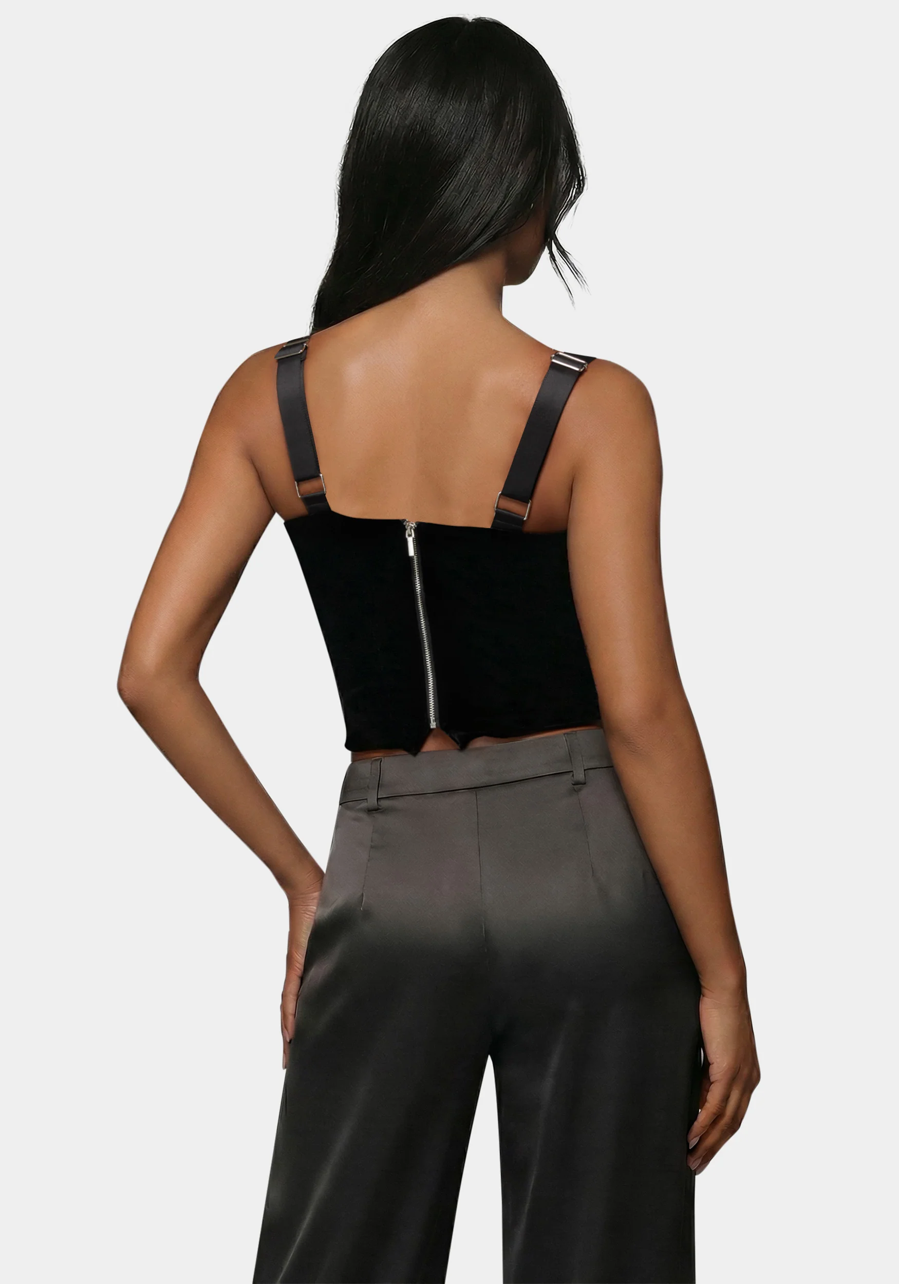 Velour & Satin Detail Corset