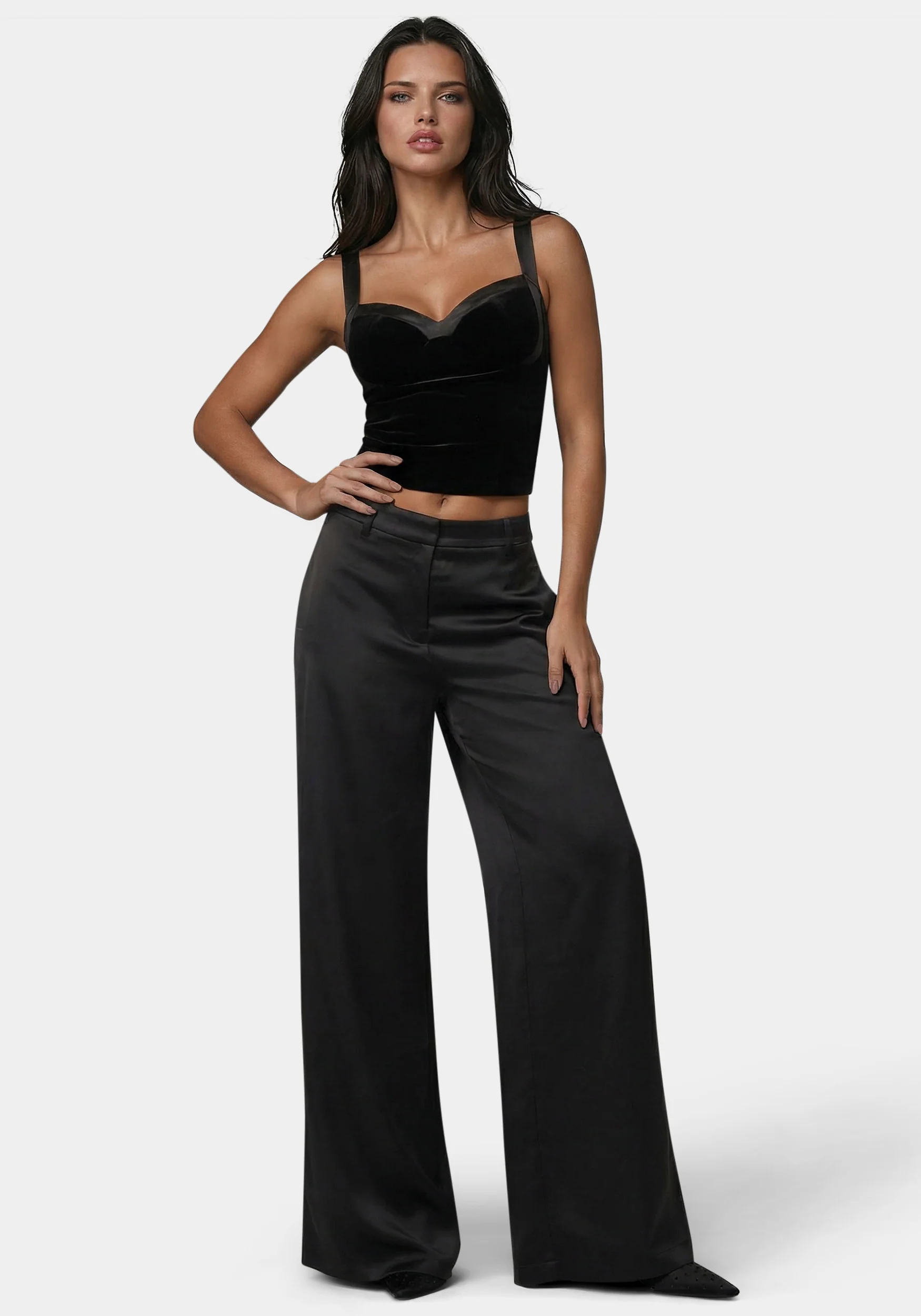 Velour & Satin Detail Corset