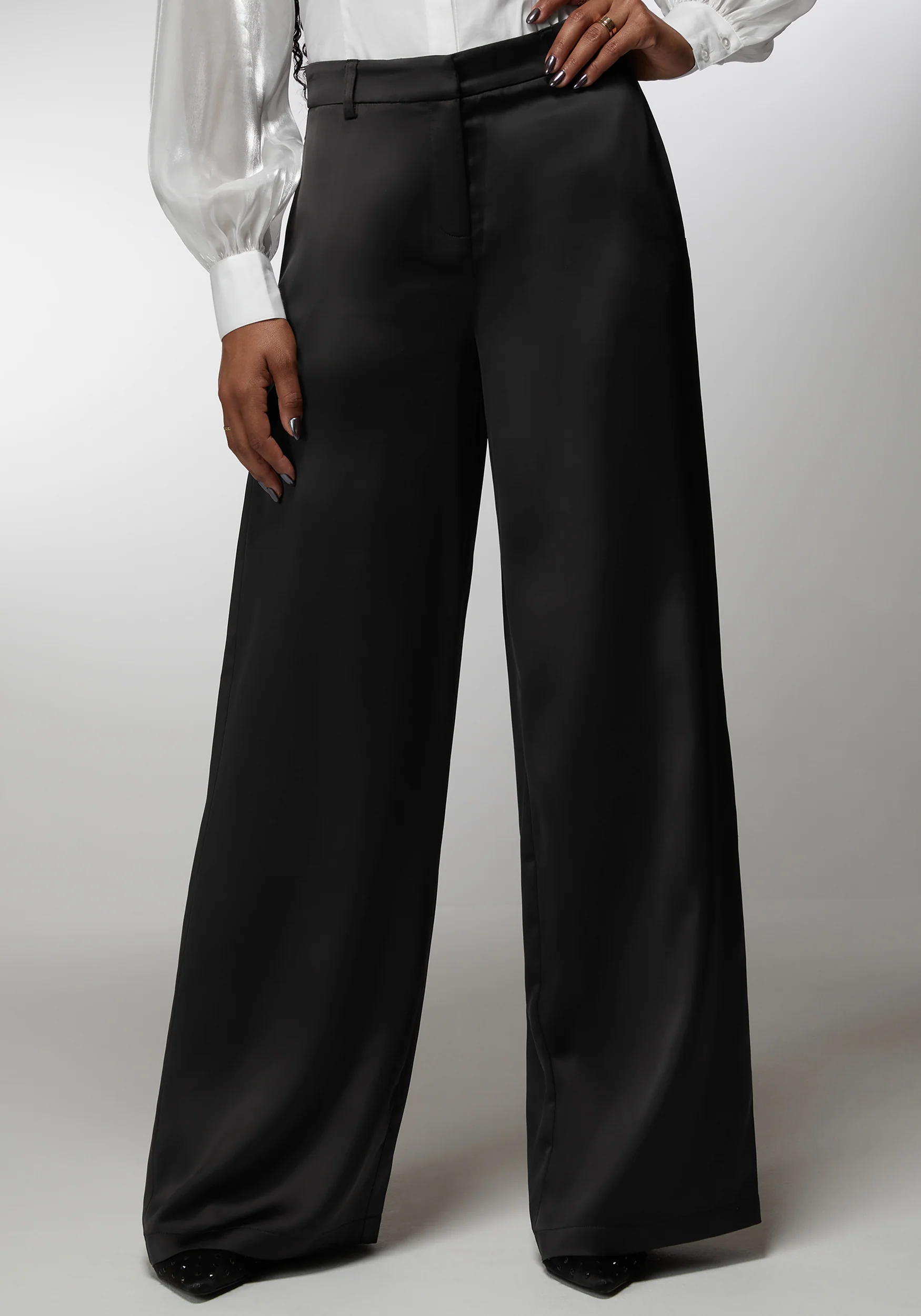 High Waist Satin Ultra Wide Leg Pant