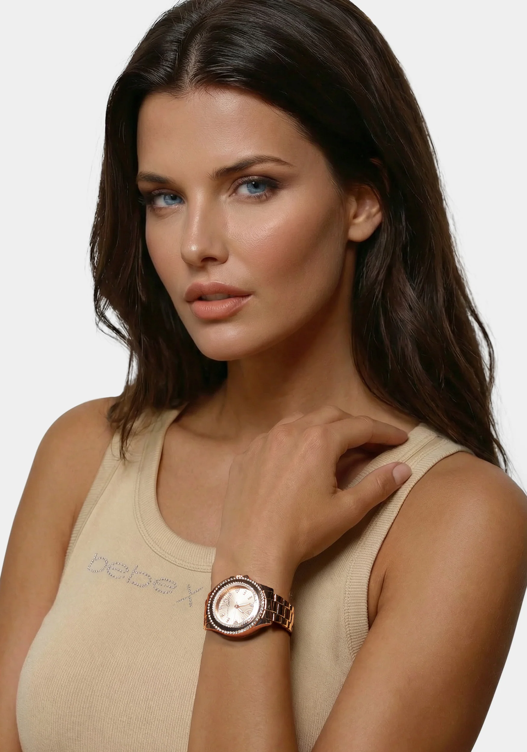 Link Bracelet Crystal Sport Bezel Watch