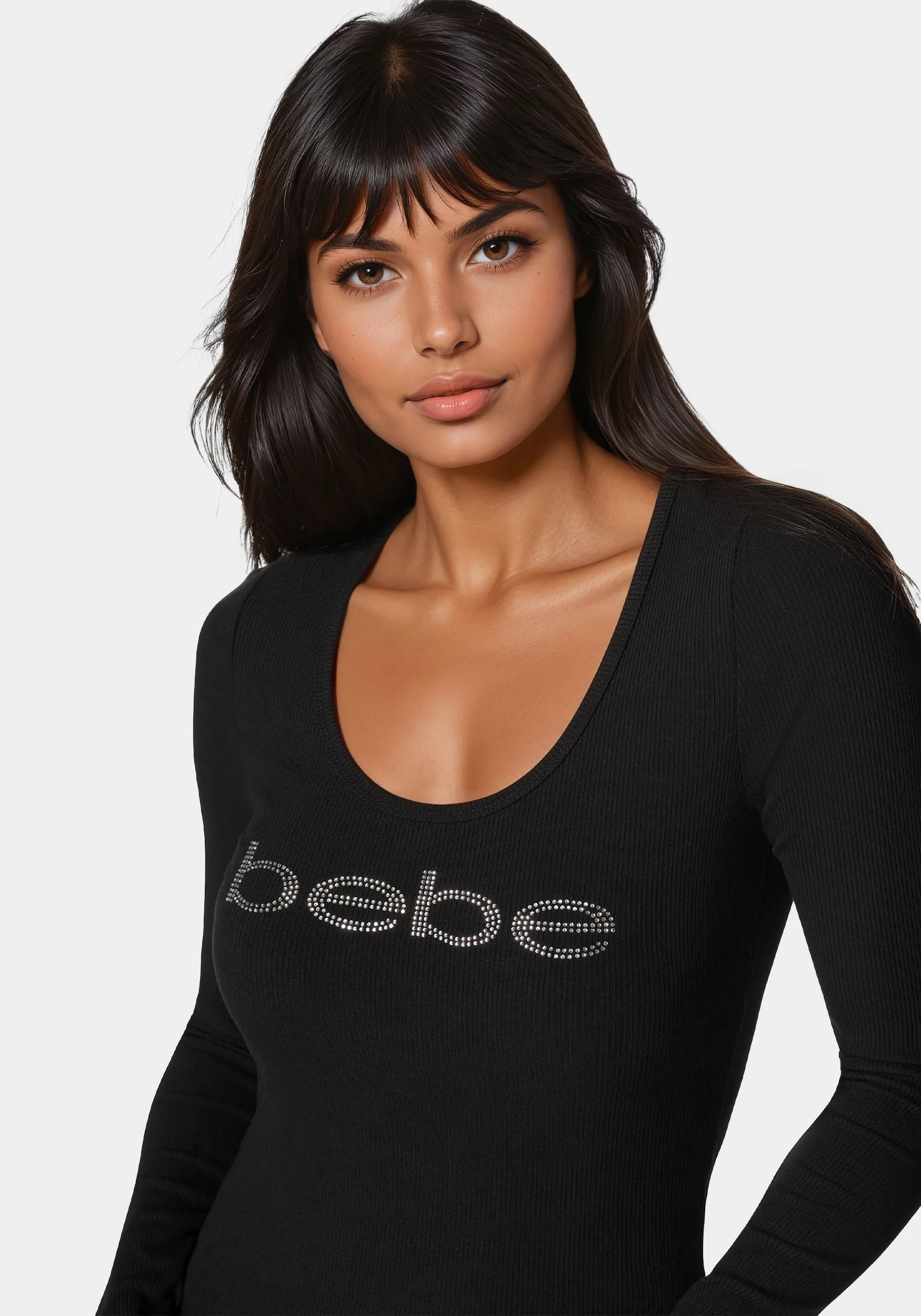 15301-long-sleeve-scoop-neck-bebe-logo-rib-top-2.webp Long Sleeve Scoop Neck Bebe Logo Rib Top