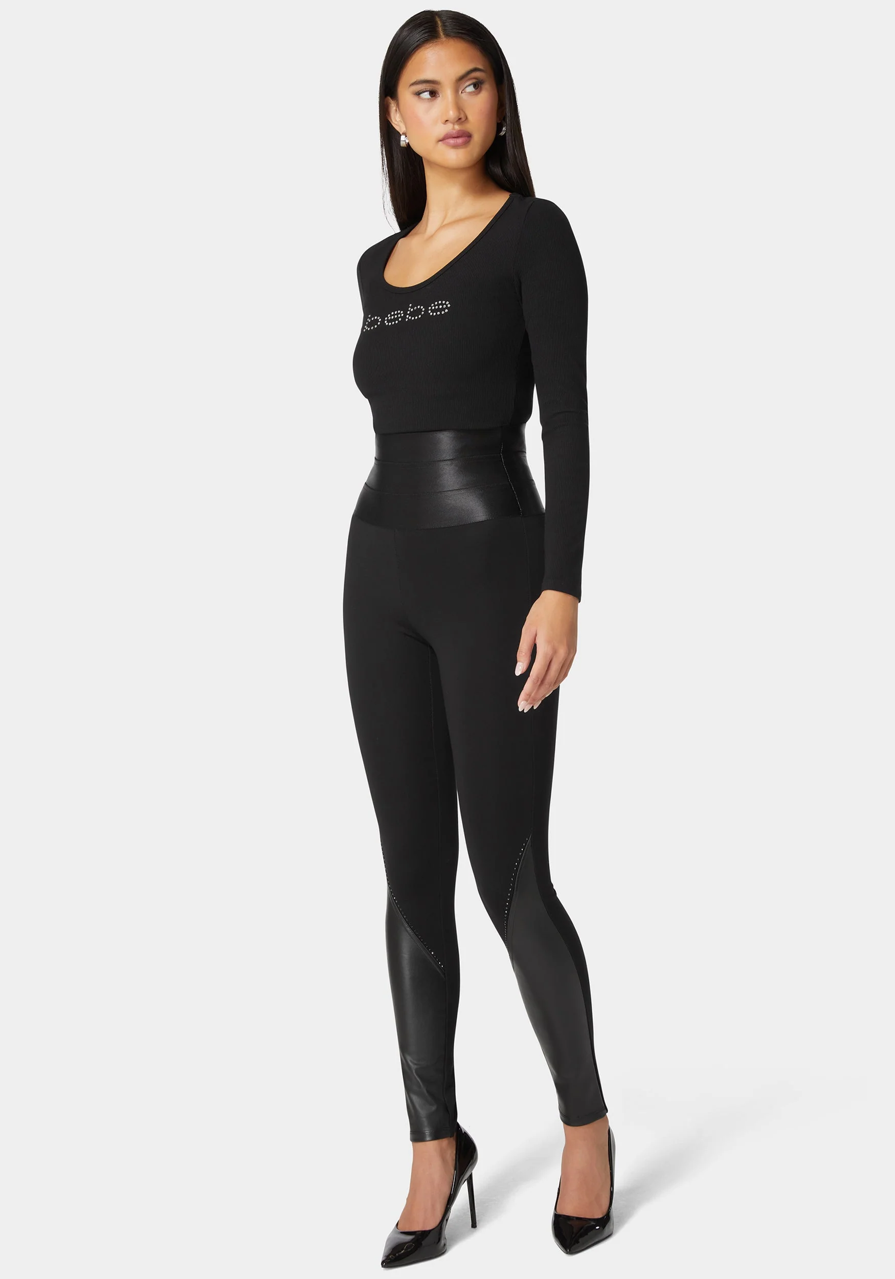 15661-high-waist-stud-details-vegan-leather-insert-pdr-legging-2.webp High Waist Stud Details Vegan Leather Insert Pdr Legging