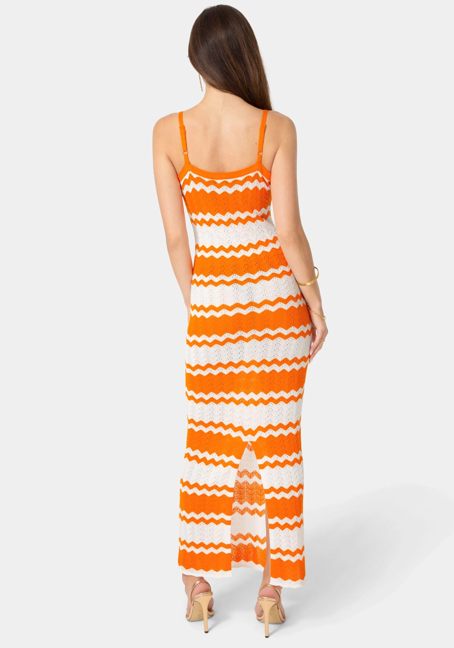 Stripe Crochet Keyhole Maxi Dress