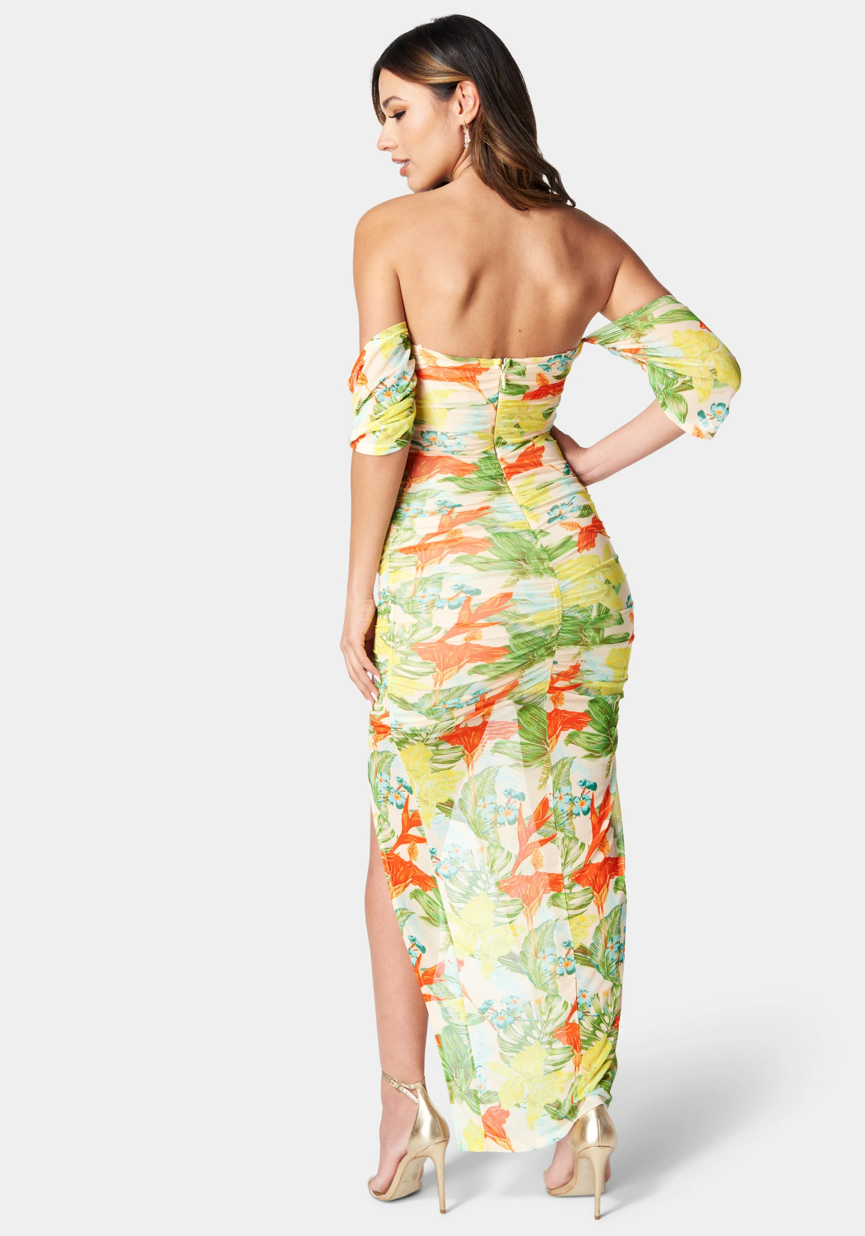 16210-printed-off-shoulder-mesh-dress-3.webp Printed Off Shoulder Mesh Dress