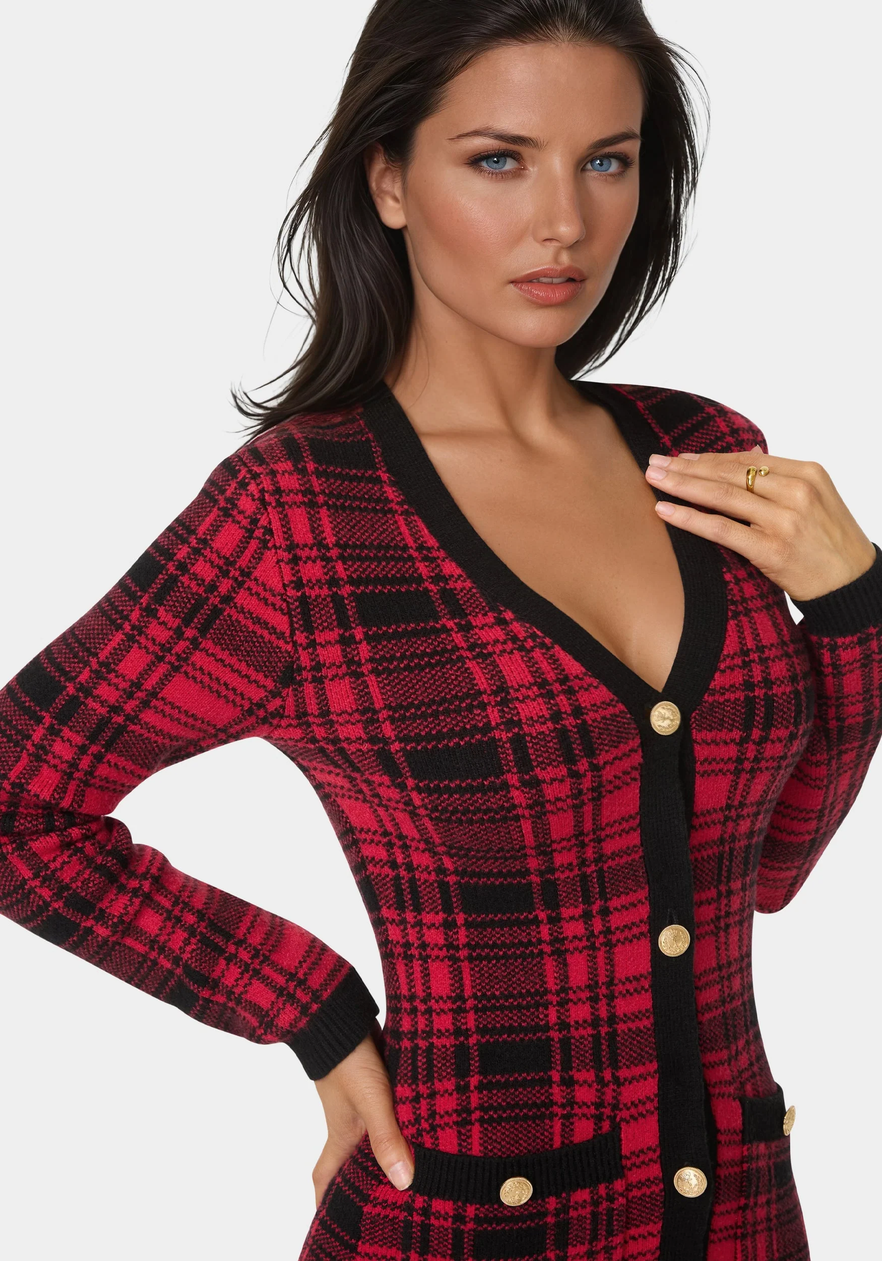 Plaid Faux Cardi Dress