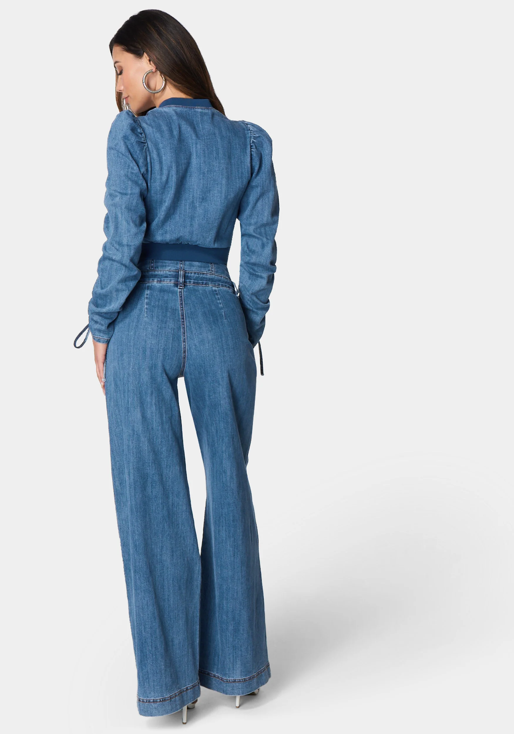 High Waisted Build Up Corset Ultra Wide Leg Jeans