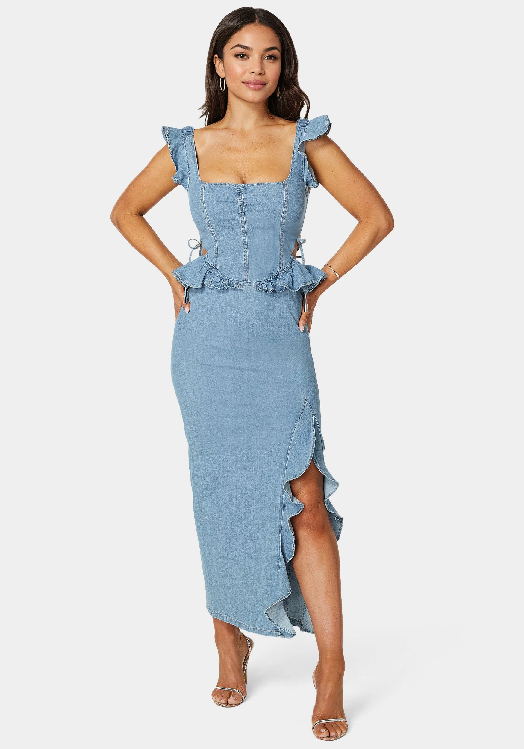 16781-light-weight-ruffle-detail-denim-dress-1.webp Light Weight Ruffle Detail Denim Dress