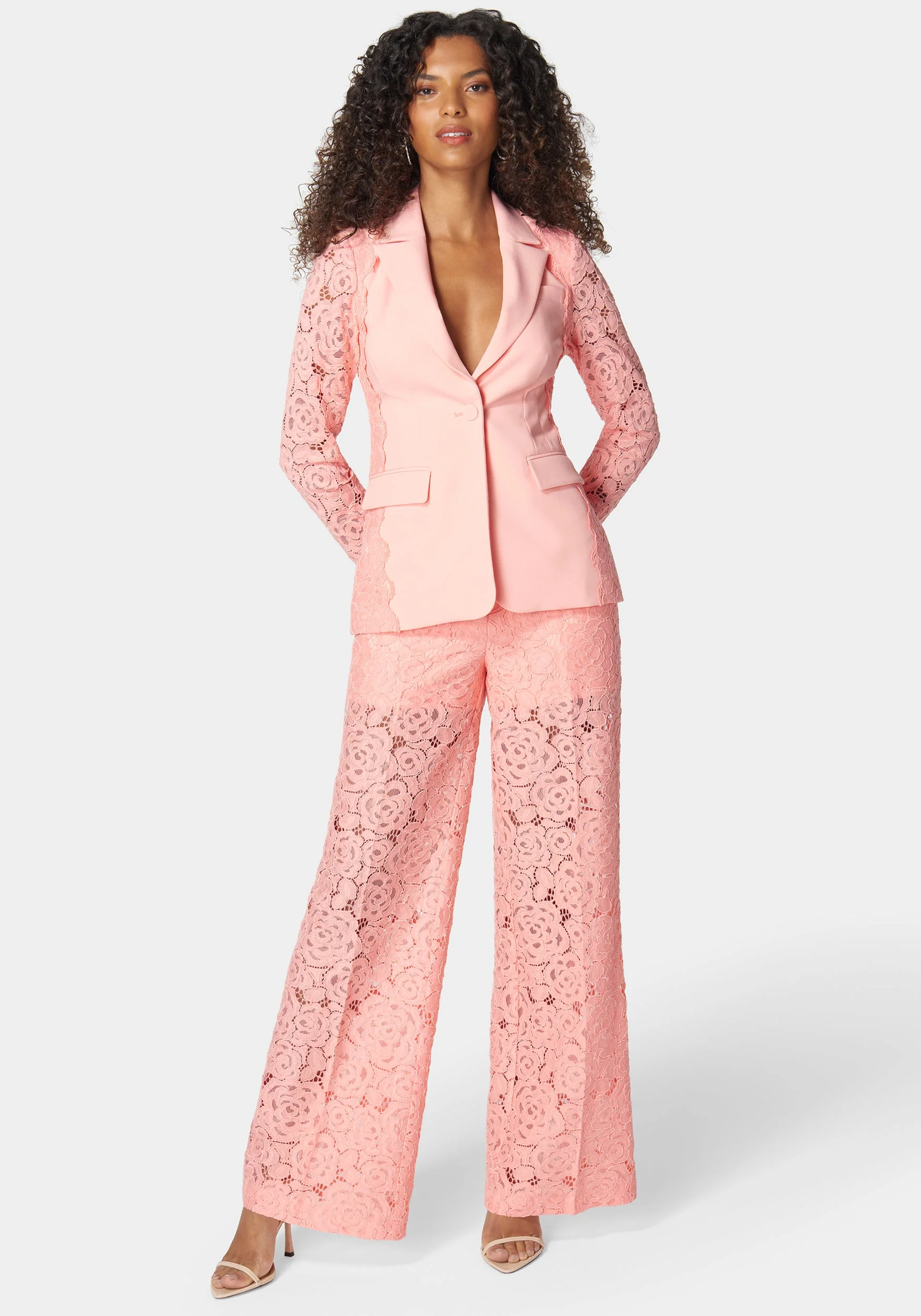 High Waist Wide Leg Lace Pant