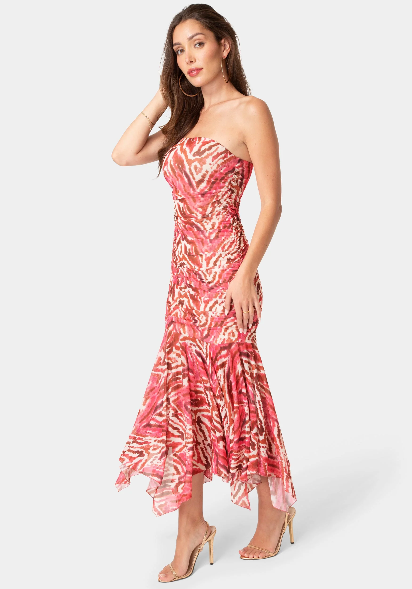 1776-powermesh-strapless-hanky-dress-2.webp Powermesh Strapless Hanky Dress