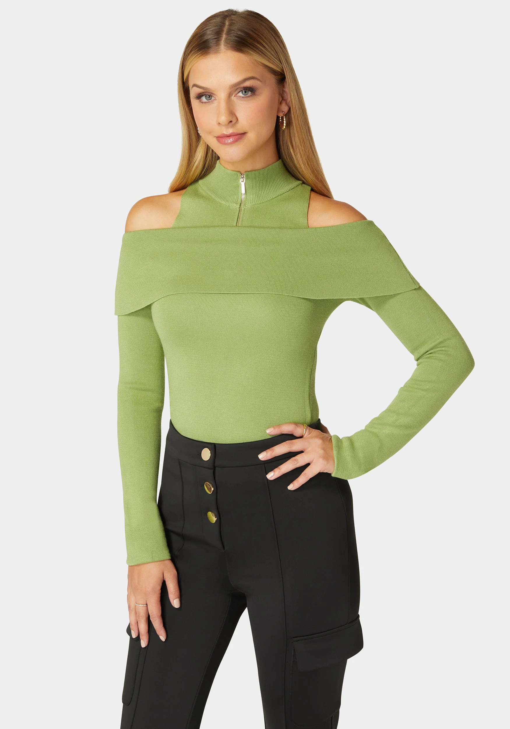 17779-mock-neck-zip-detail-cold-shoulder-sweater-1.webp Mock Neck Zip Detail Cold Shoulder Sweater