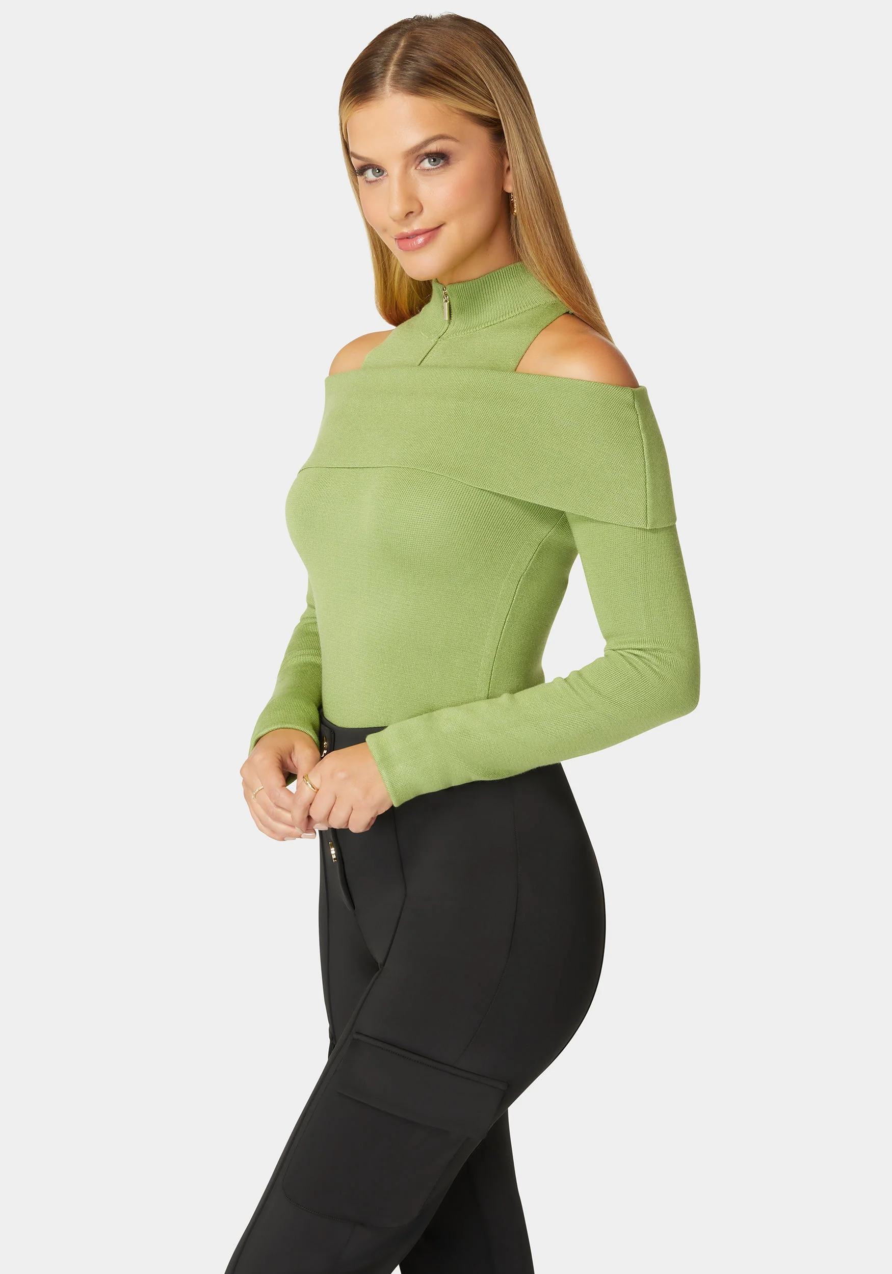 17779-mock-neck-zip-detail-cold-shoulder-sweater-2.webp Mock Neck Zip Detail Cold Shoulder Sweater