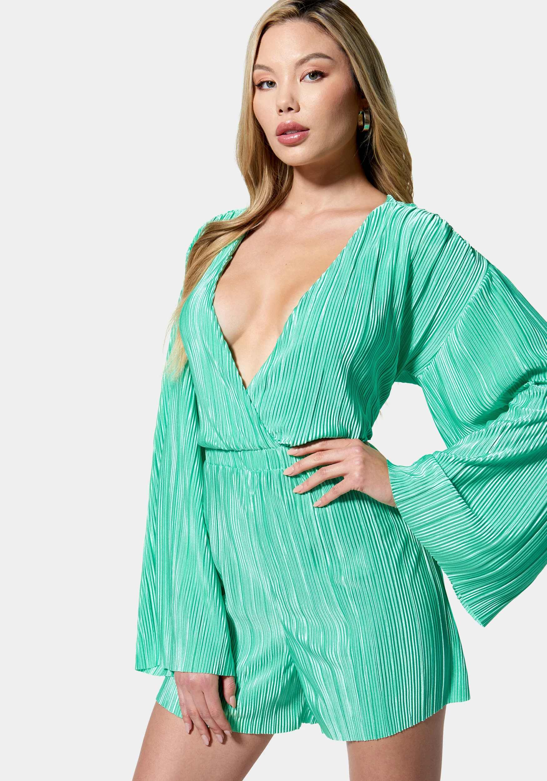 17824-kimono-sleeve-plisse-romper-2.webp Kimono Sleeve Plisse Romper