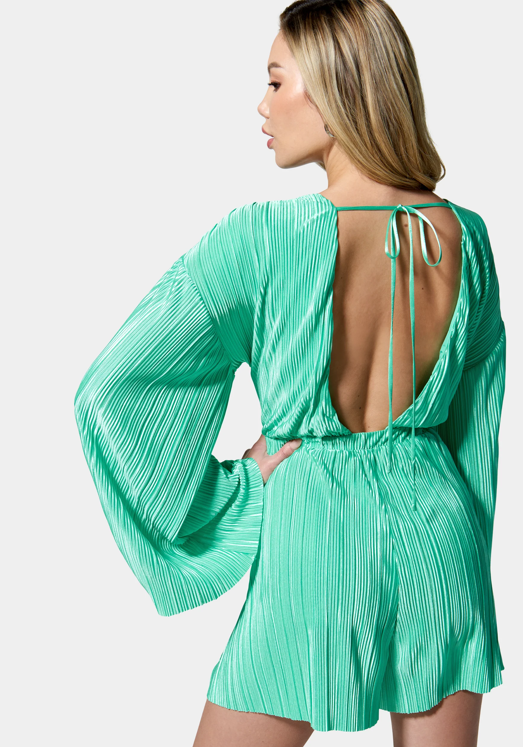 17824-kimono-sleeve-plisse-romper-3.webp Kimono Sleeve Plisse Romper