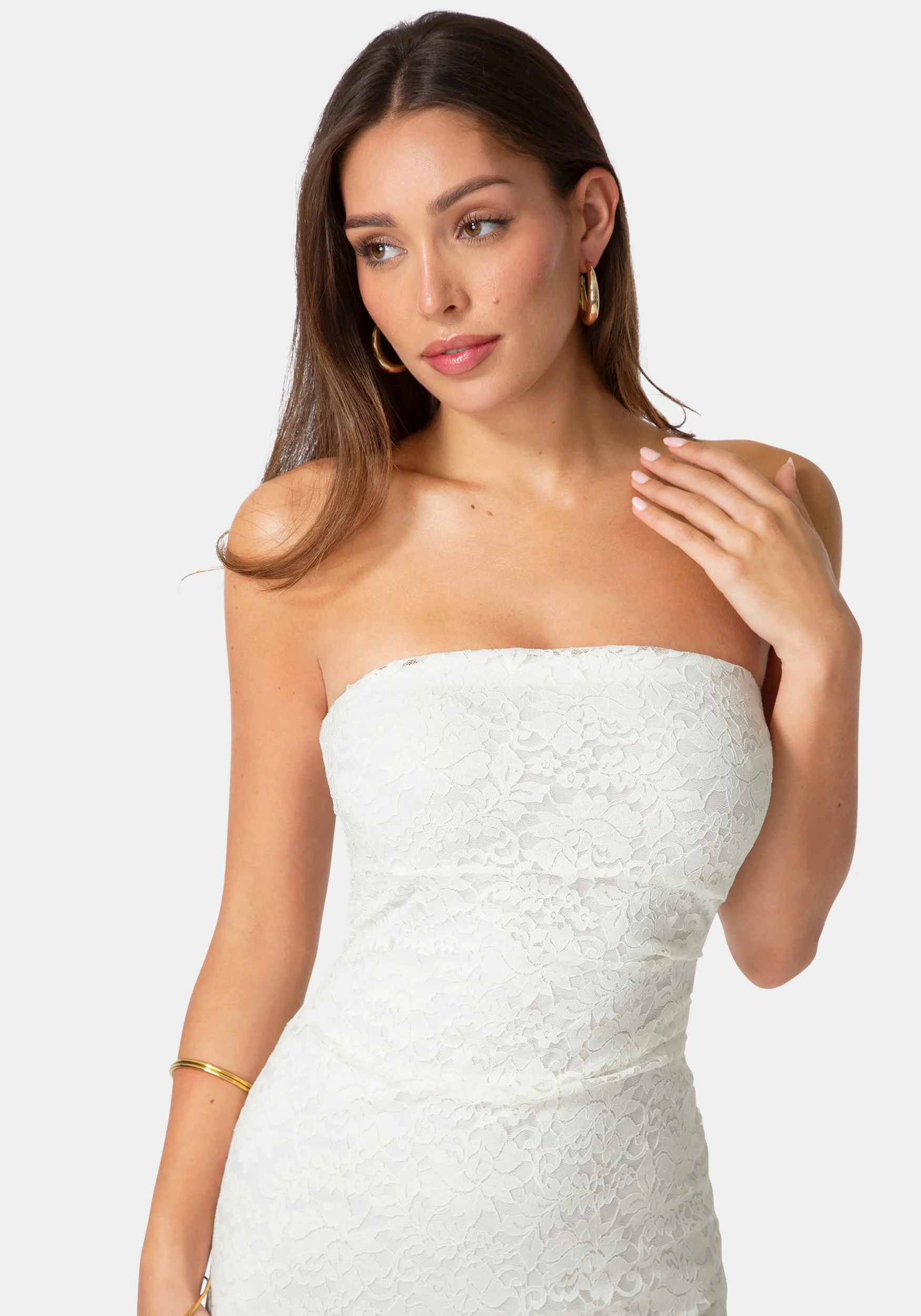 Lace Strapless Tube Maxi Dress