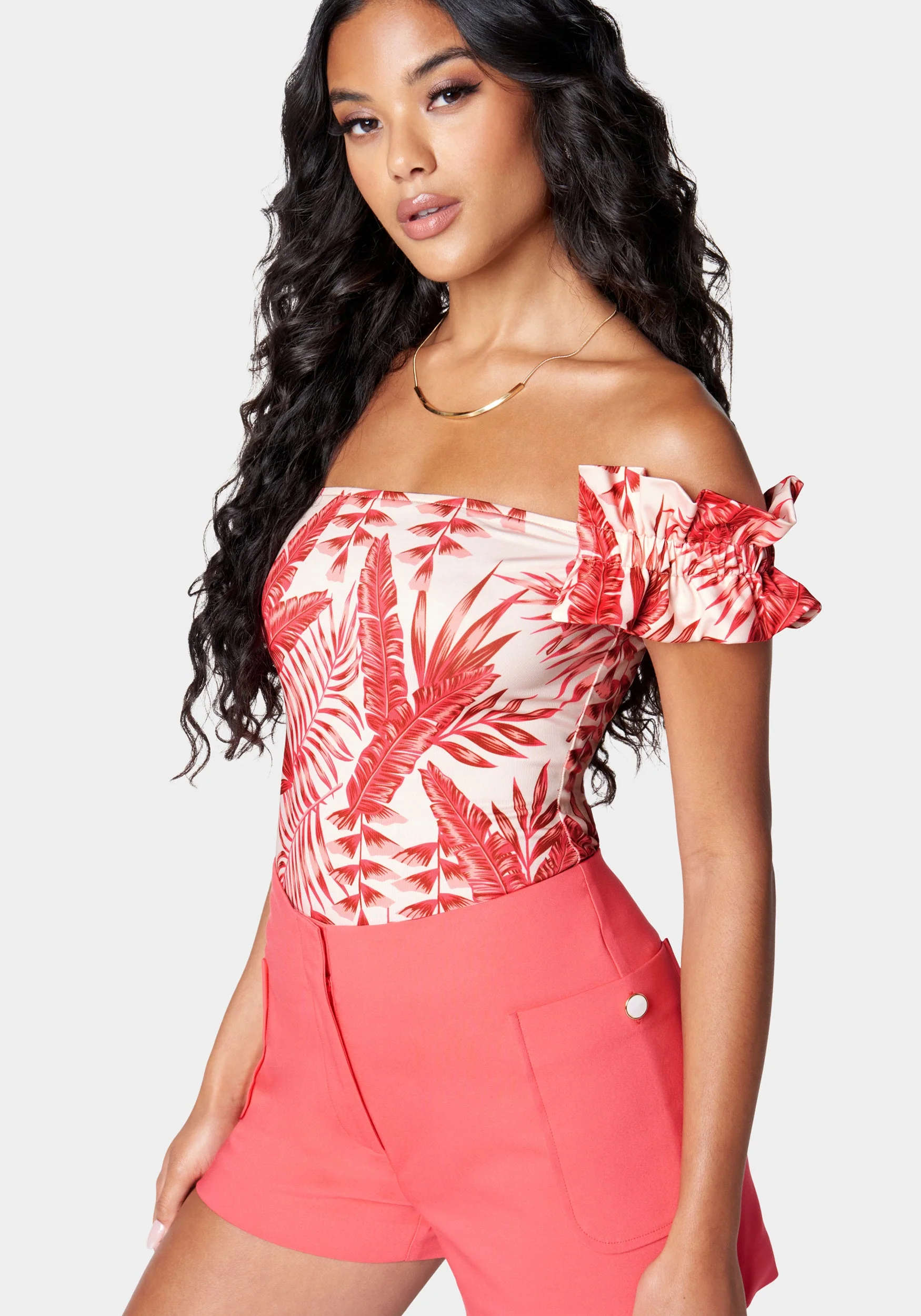 18184-off-shoulder-ruffle-printed-knit-top-2.webp Off Shoulder Ruffle Printed Knit Top