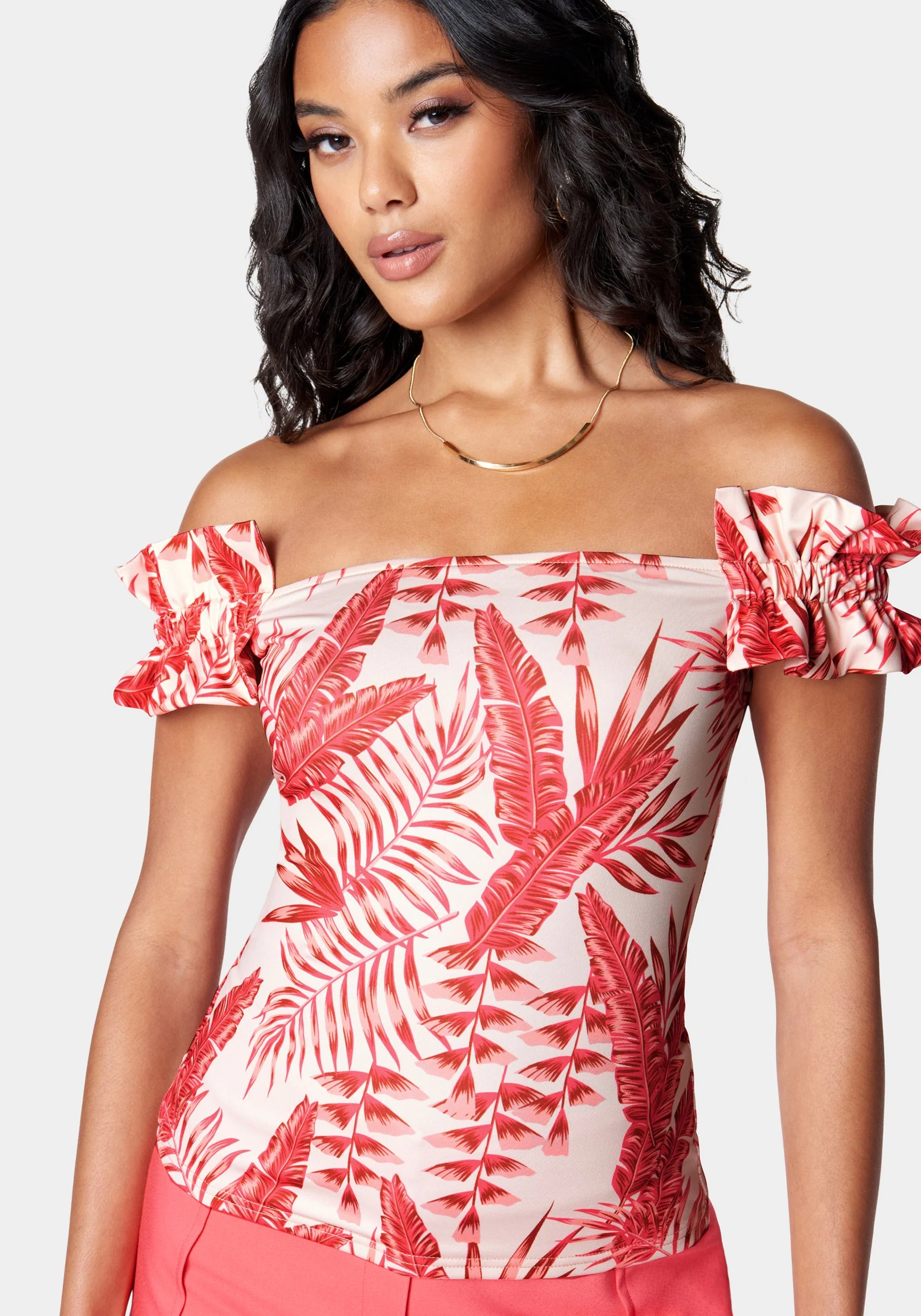 18184-off-shoulder-ruffle-printed-knit-top-4.webp Off Shoulder Ruffle Printed Knit Top