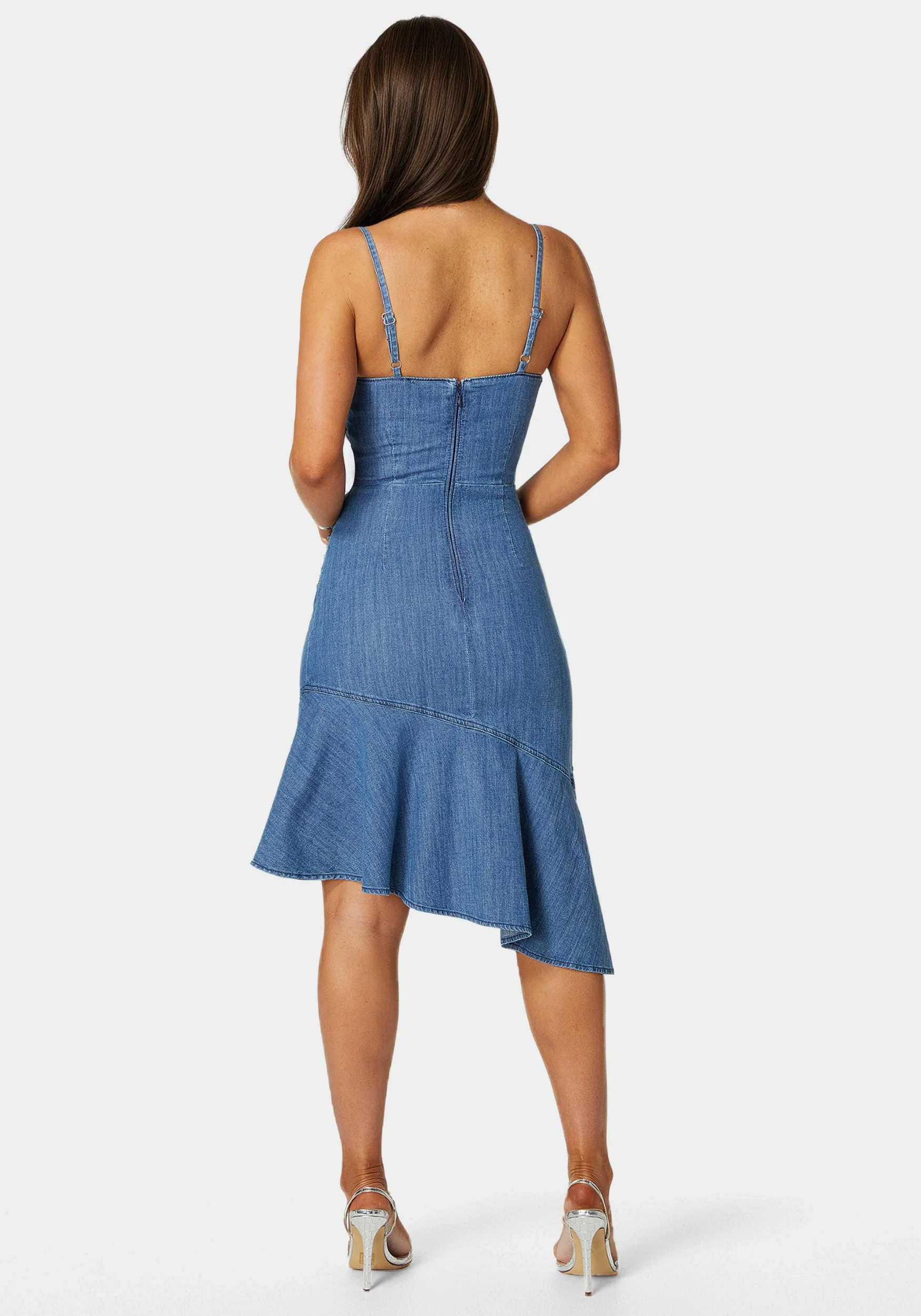 Ruffle Hem Light Weight Denim Dress