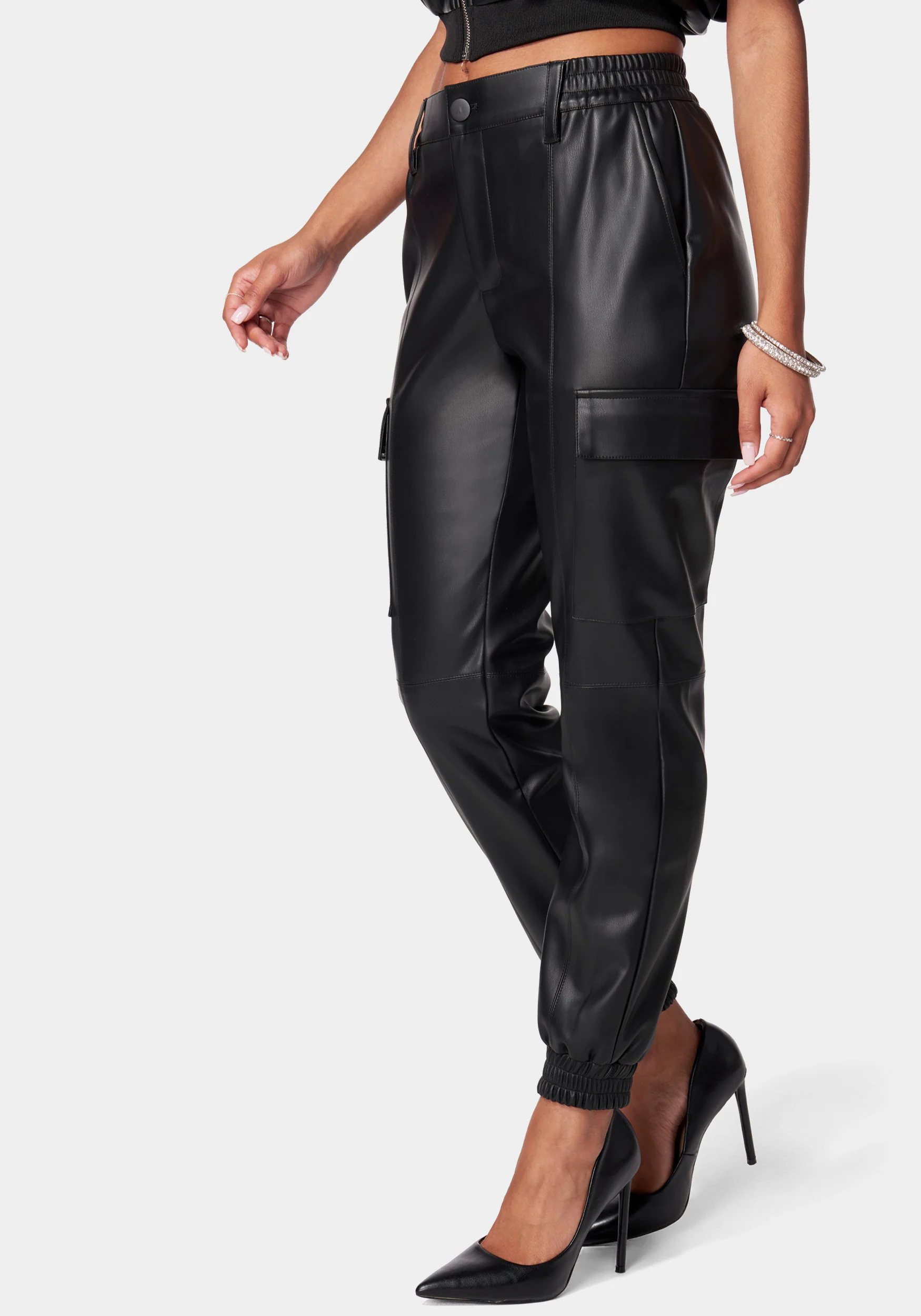 18289-vegan-leather-cargo-pocket-jogger-1.webp Vegan Leather Cargo Pocket Jogger