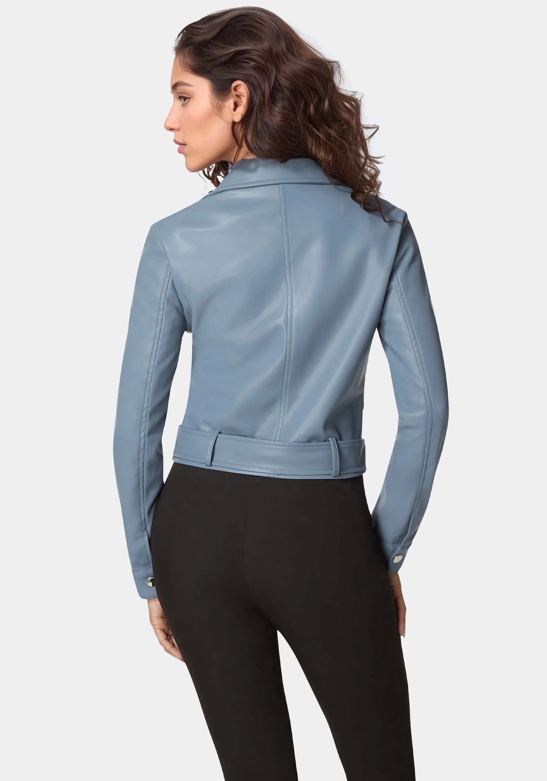Vegan Leather Zipper Detail Moto Jacket