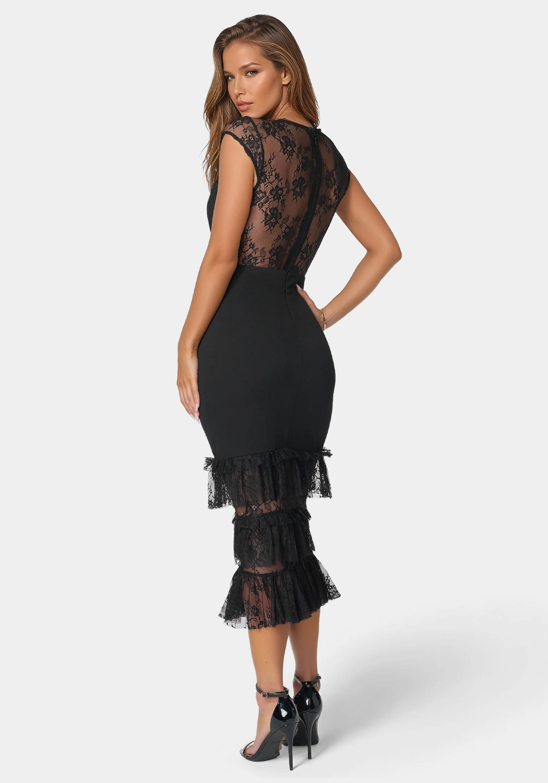 Tiered Lace Midi Dress