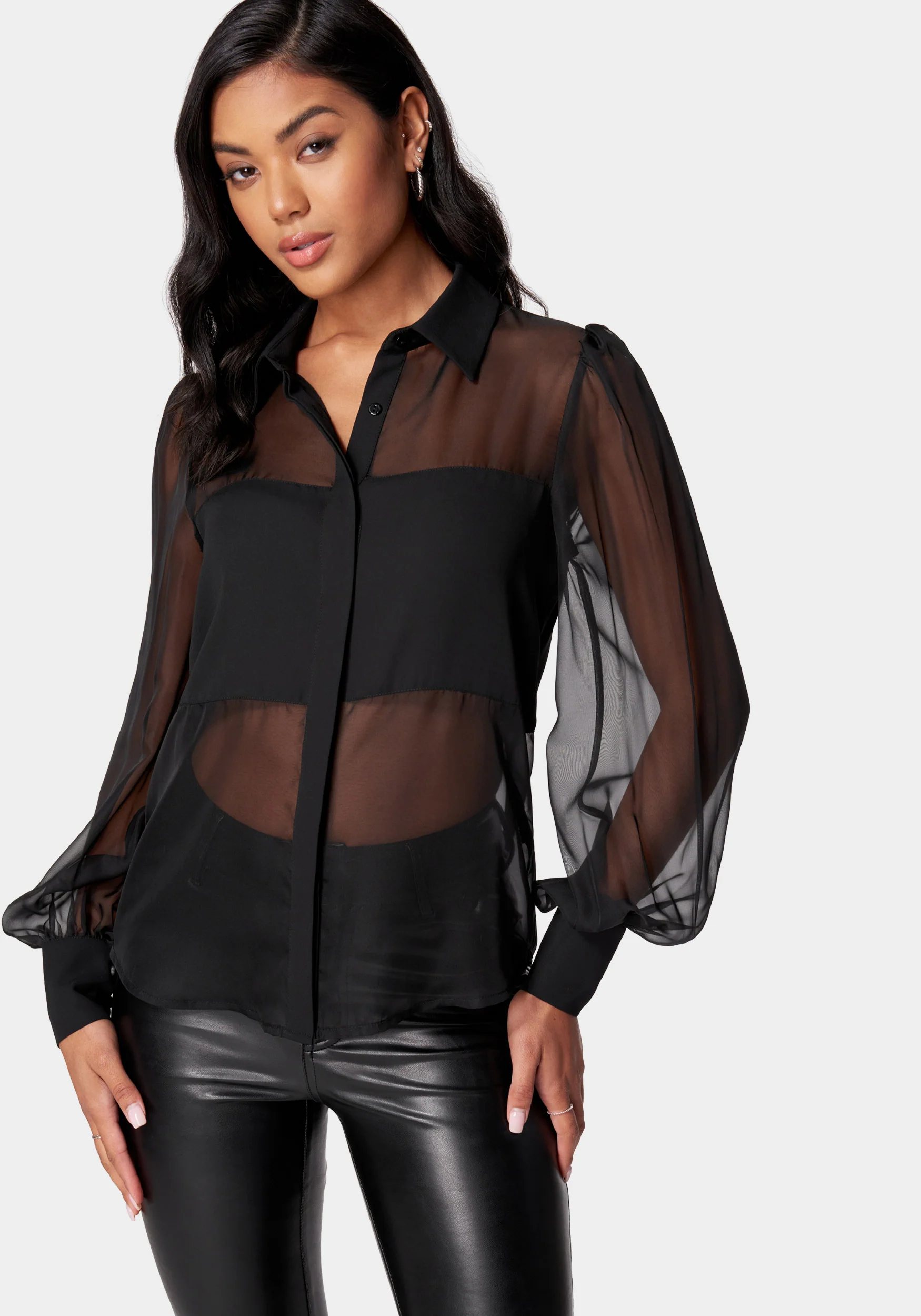18783-chiffon-blouse-with-crepe-combo-1.webp Chiffon Blouse With Crepe Combo