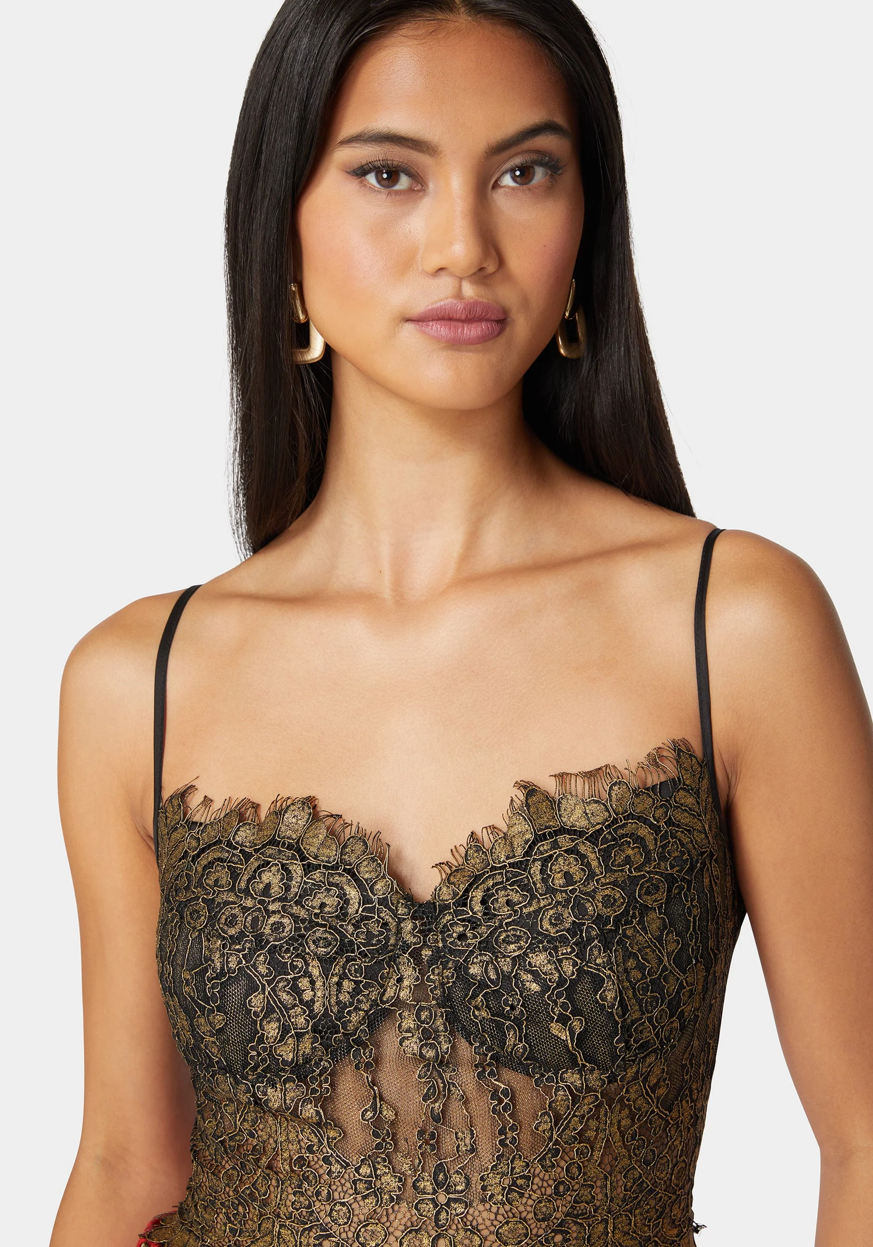 18836-metallic-foiled-scallop-edge-lace-corset-4.webp Metallic Foiled Scallop Edge Lace Corset