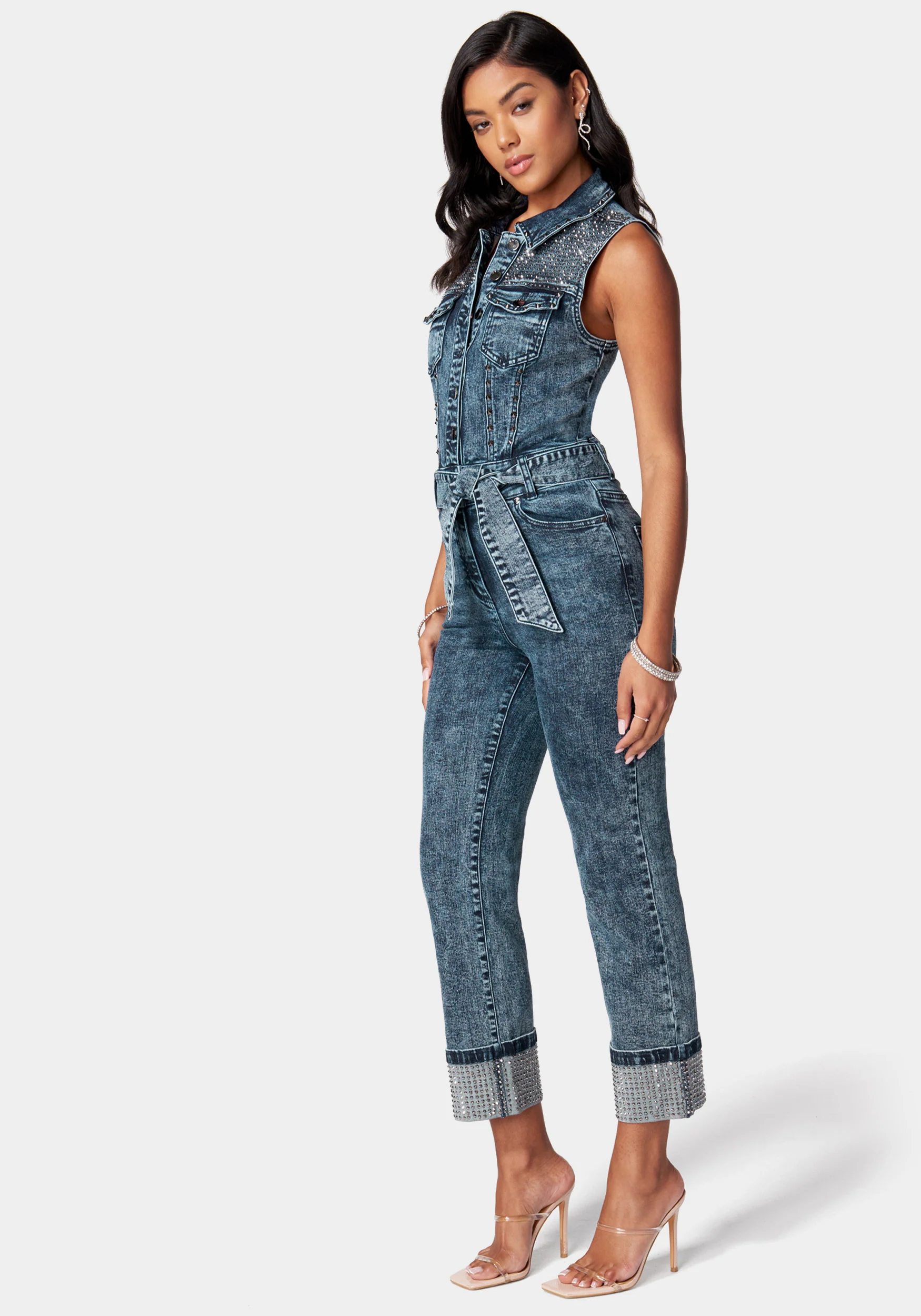 18922-sequin-sleeveless-cuffed-slim-leg-denim-jumpsuit-2.webp Sequin Sleeveless Cuffed Slim Leg Denim Jumpsuit