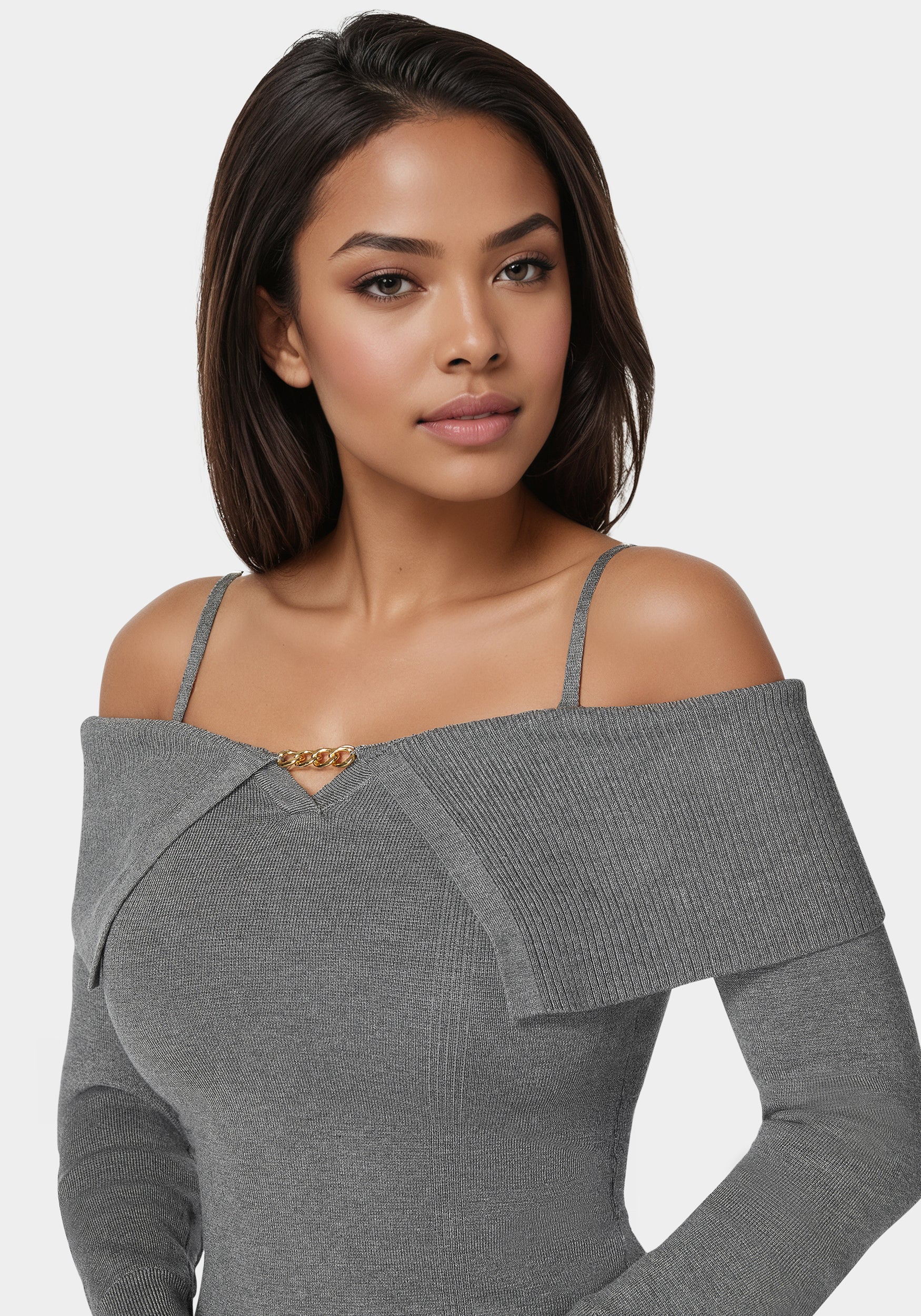 18997-off-shoulder-fold-over-chain-detail-sweater-4.jpg Off Shoulder Fold Over Chain Detail Sweater