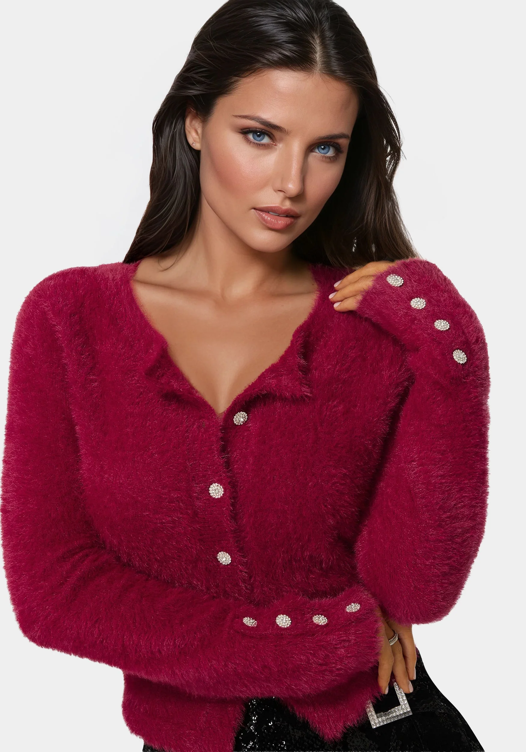19377-jewel-button-fuzzy-cardigan-1.webp Jewel Button Fuzzy Cardigan