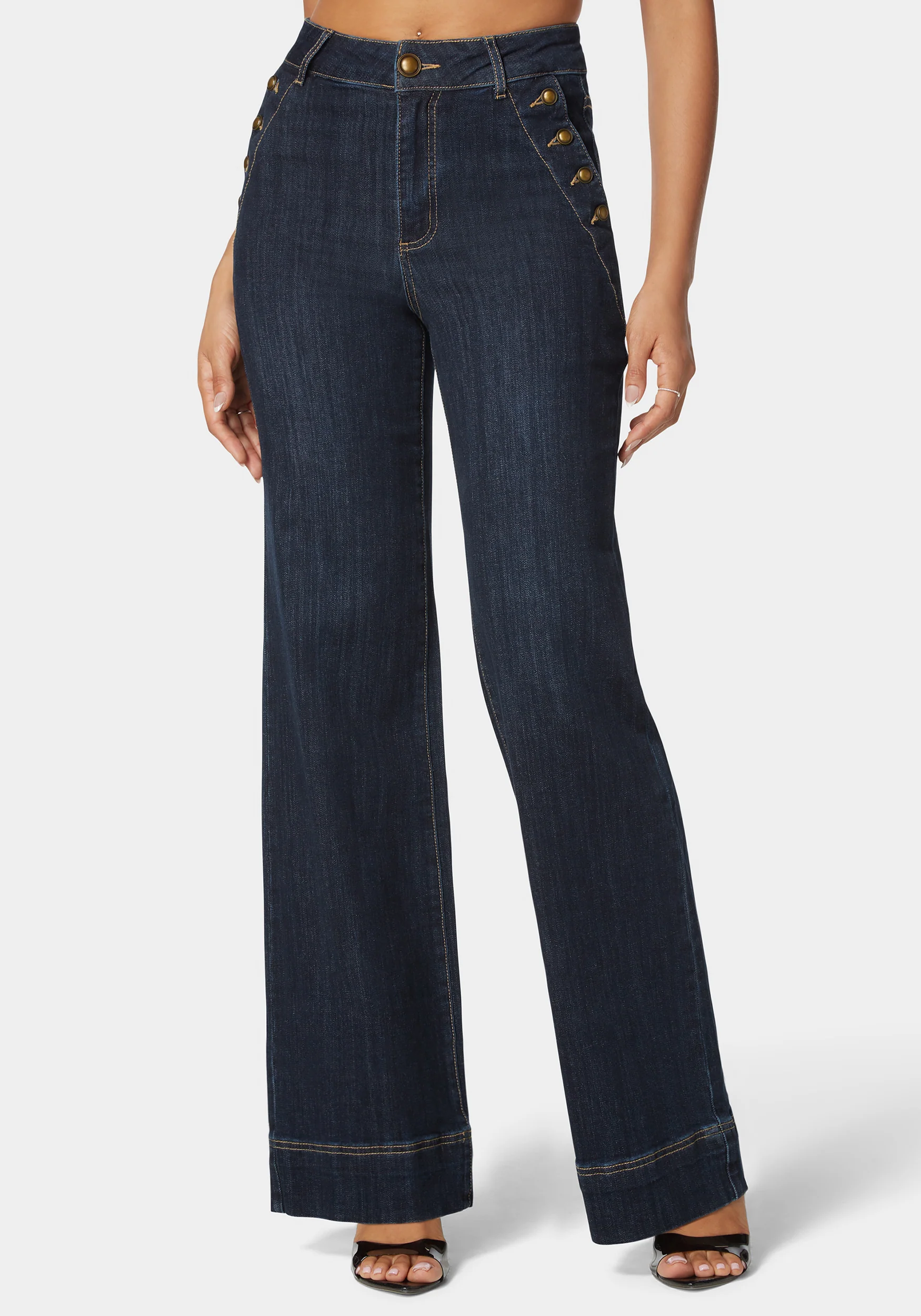 19383-high-waist-button-detail-flared-leg-jeans-1.webp High Waist Button Detail Flared Leg Jeans