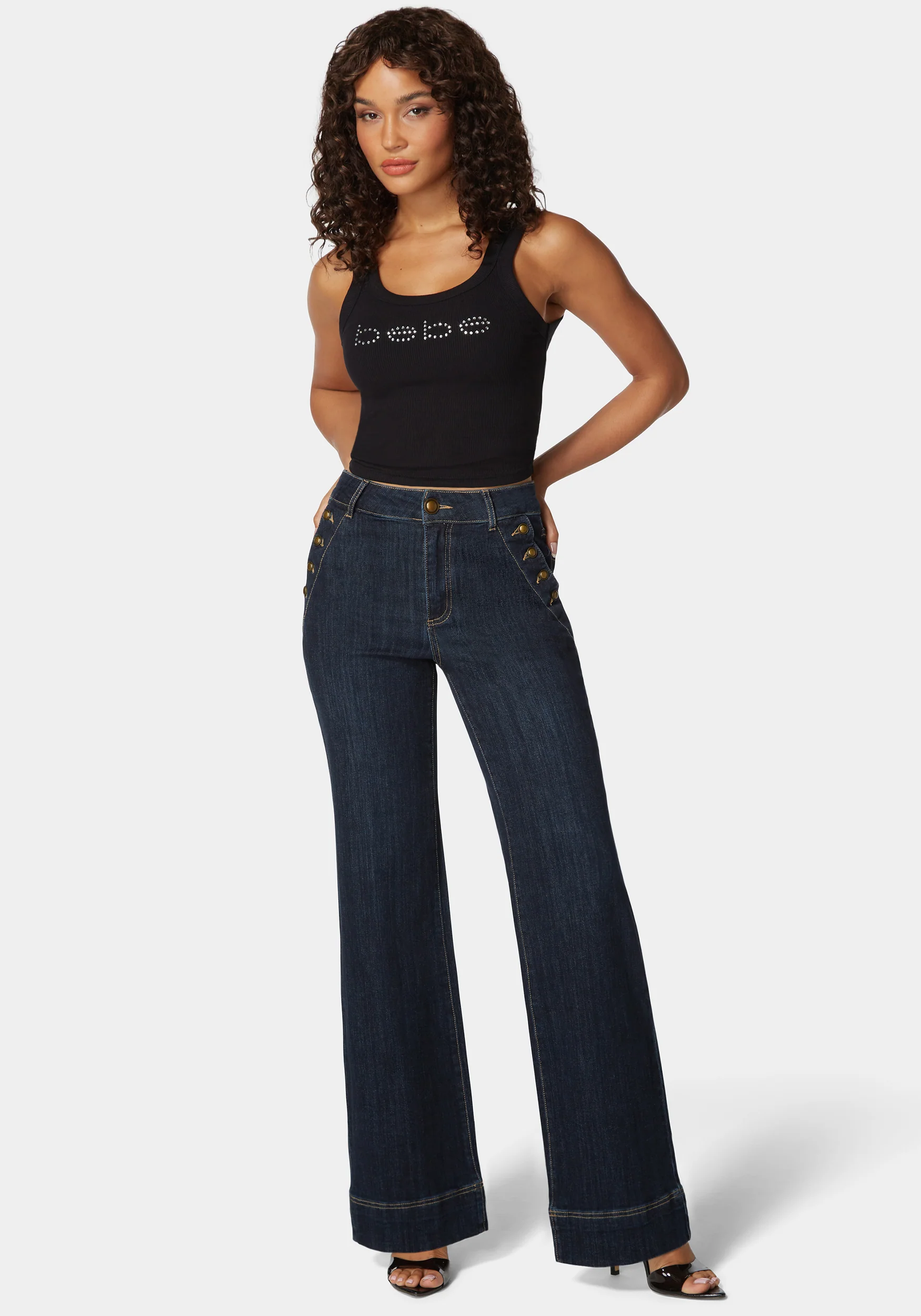 19383-high-waist-button-detail-flared-leg-jeans-2.webp High Waist Button Detail Flared Leg Jeans
