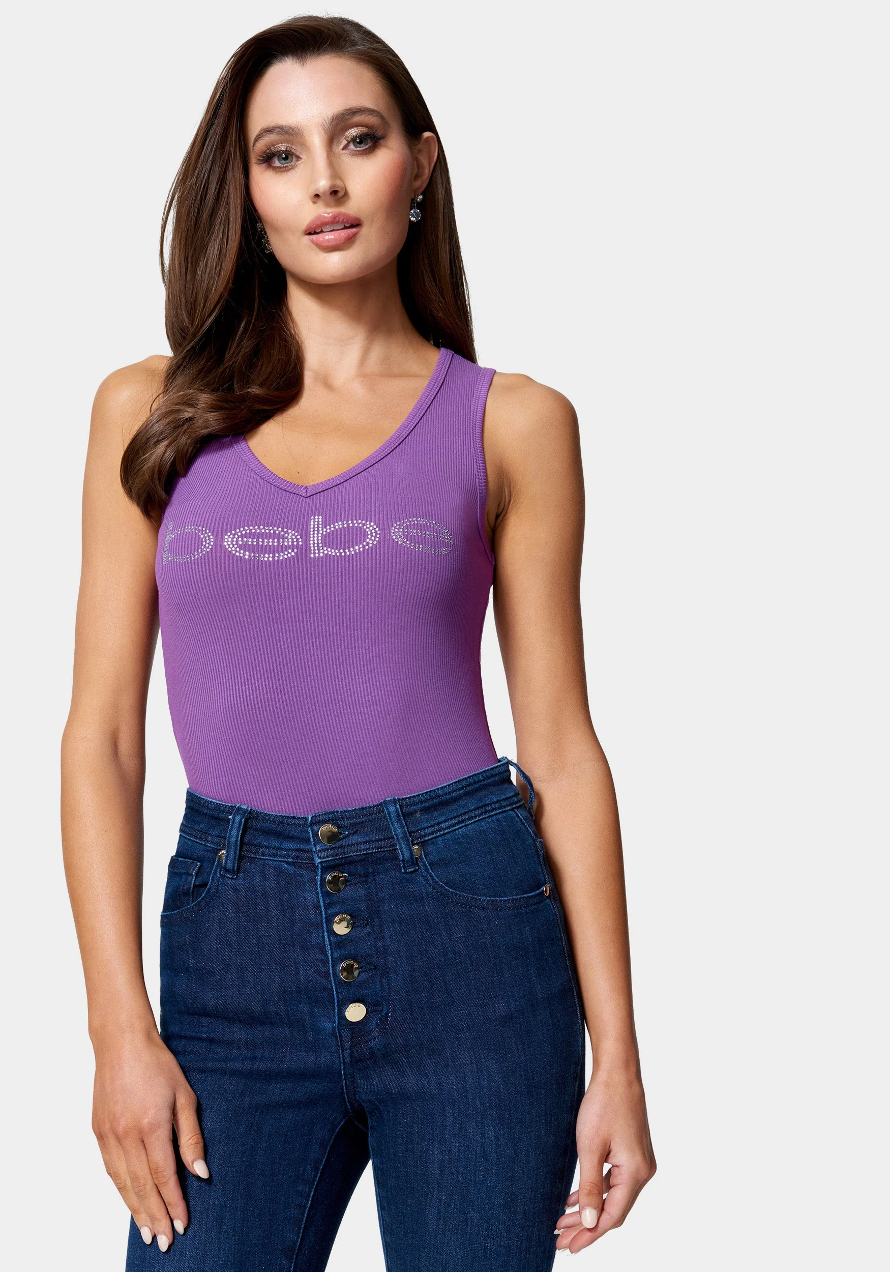 19676-bebe-logo-v-neck-rib-tank-top-2.webp Bebe Logo V-Neck Rib Tank Top
