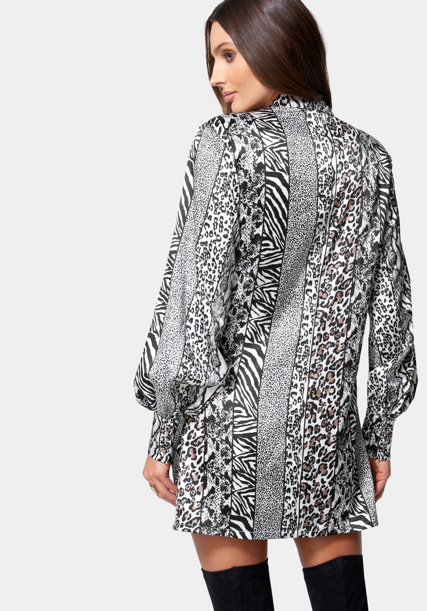 2868-printed-satin-cowl-neck-shirtdress-3.webp Printed Satin Cowl Neck Shirtdress