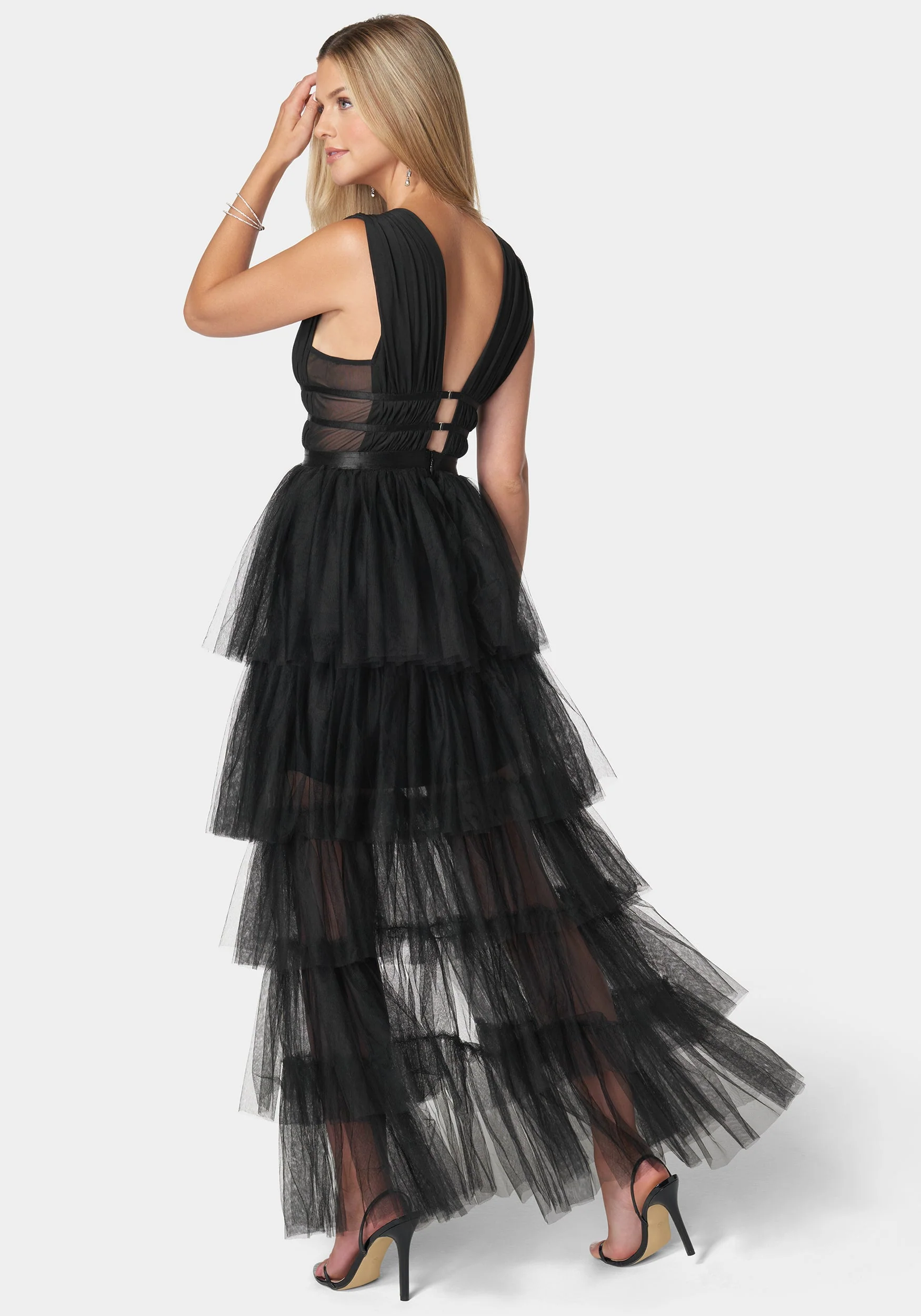 2907-tiered-high-low-mesh-dress-3.webp Tiered High Low Mesh Dress