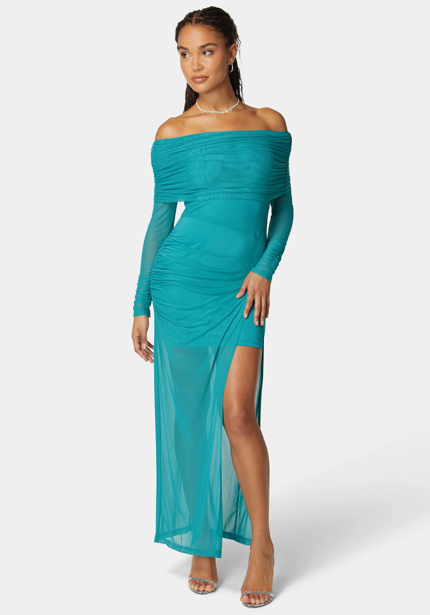 3153-off-shoulder-asymmetrical-mesh-gown-1.webp Off Shoulder Asymmetrical Mesh Gown