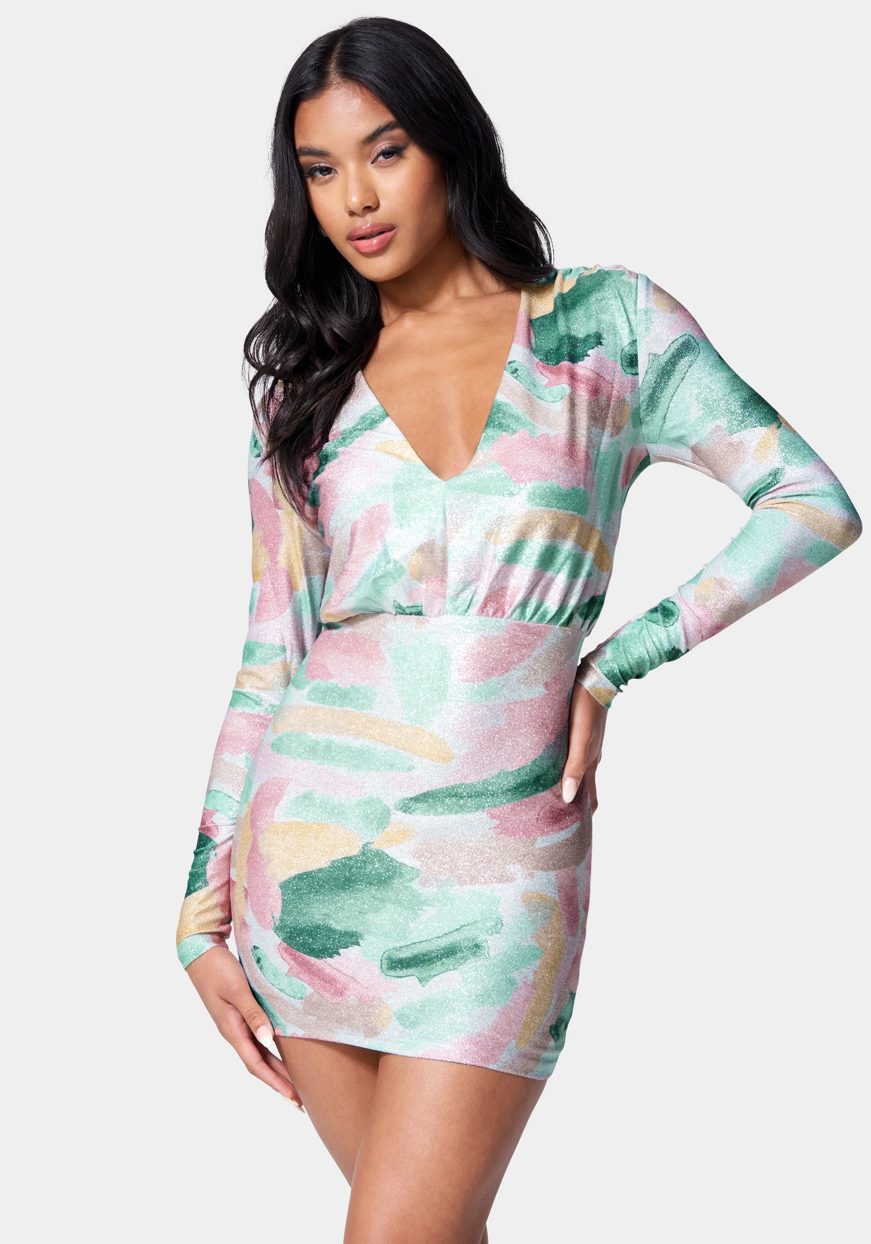 3185-printed-blouson-lurex-mini-dress-1.webp Printed Blouson Lurex Mini Dress