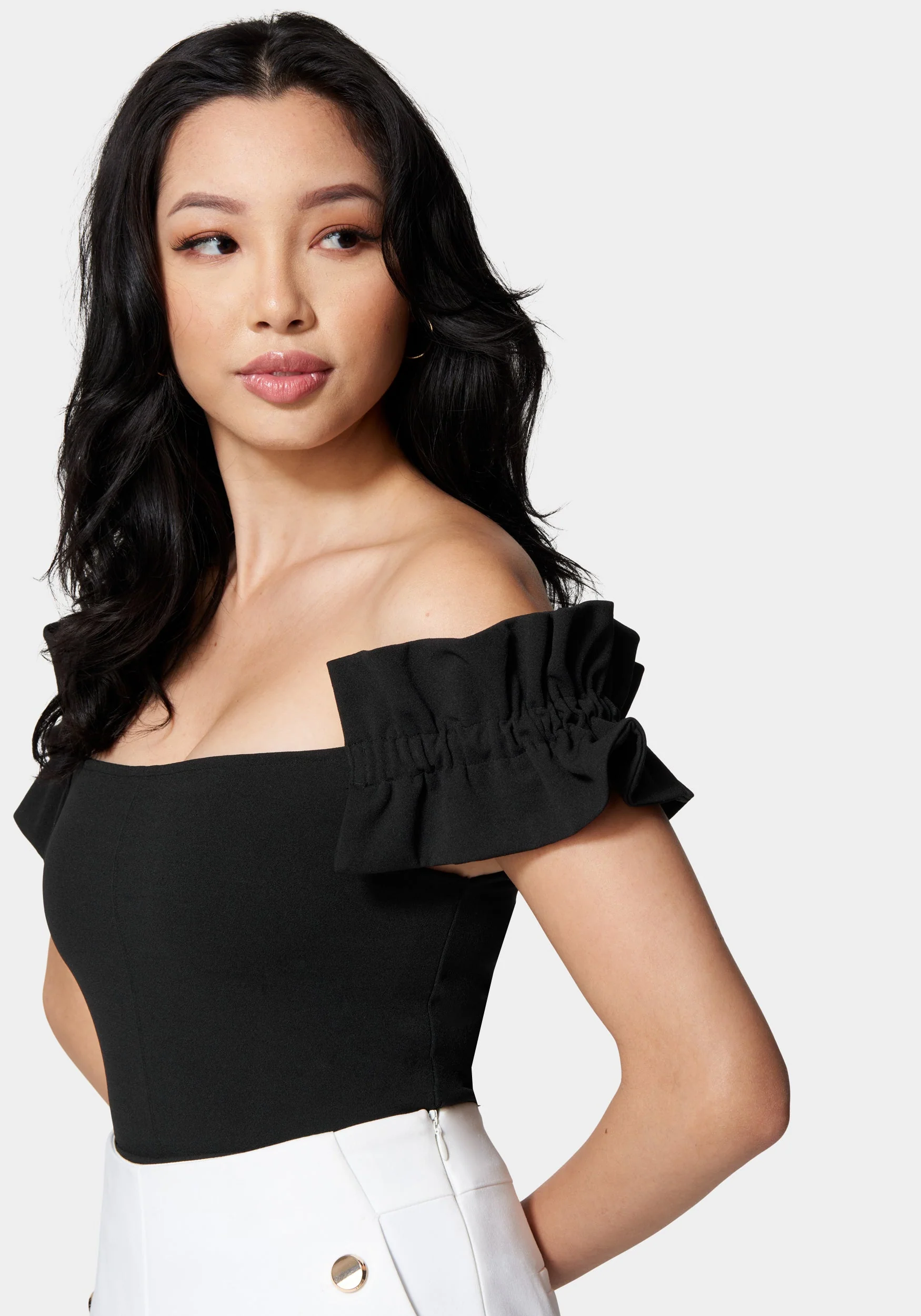 3489-knit-crepe-off-shoulder-ruffle-top-2.webp Knit Crepe Off Shoulder Ruffle Top