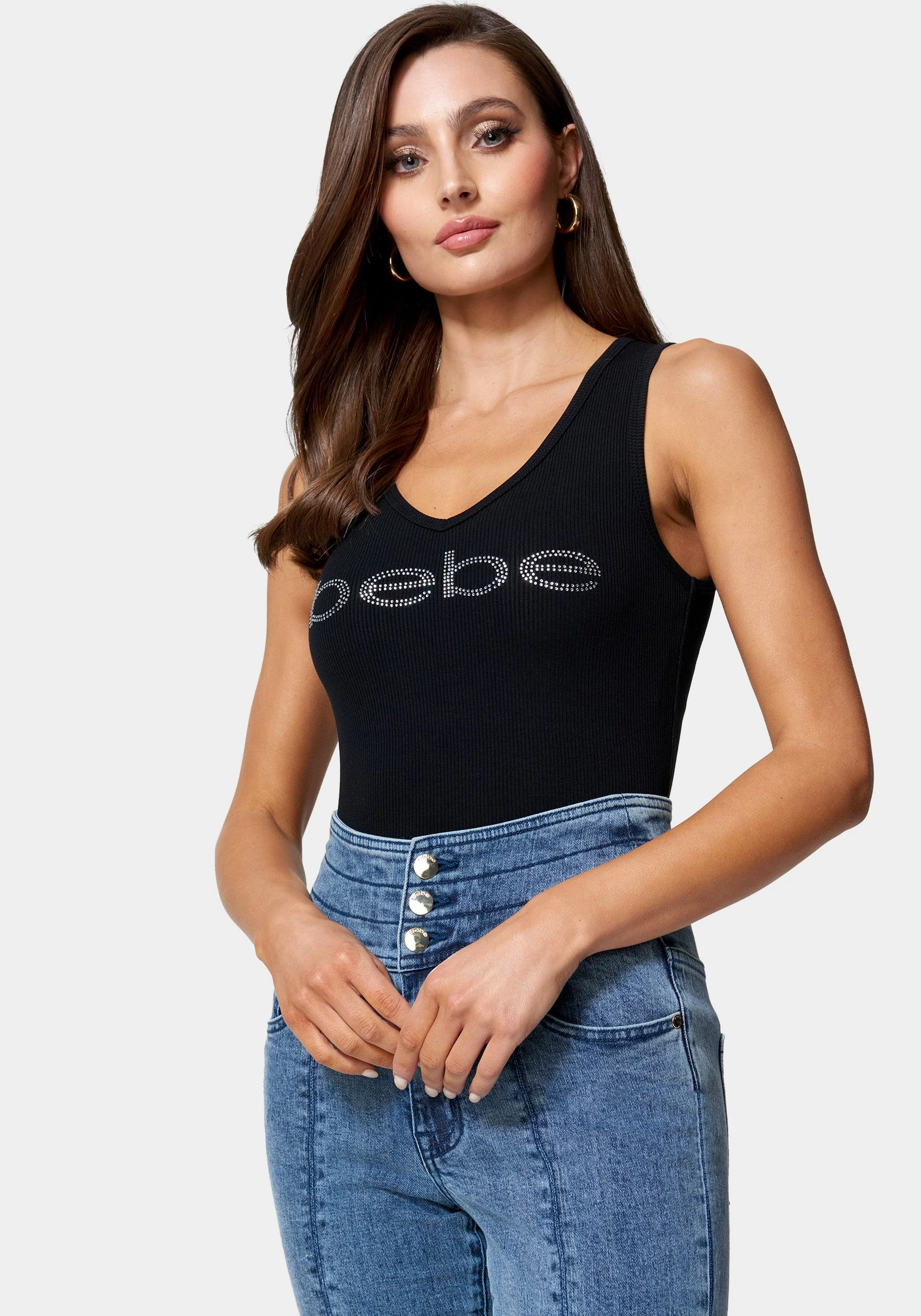 4006-bebe-logo-v-neck-rib-tank-top-2.webp Bebe Logo V-Neck Rib Tank Top