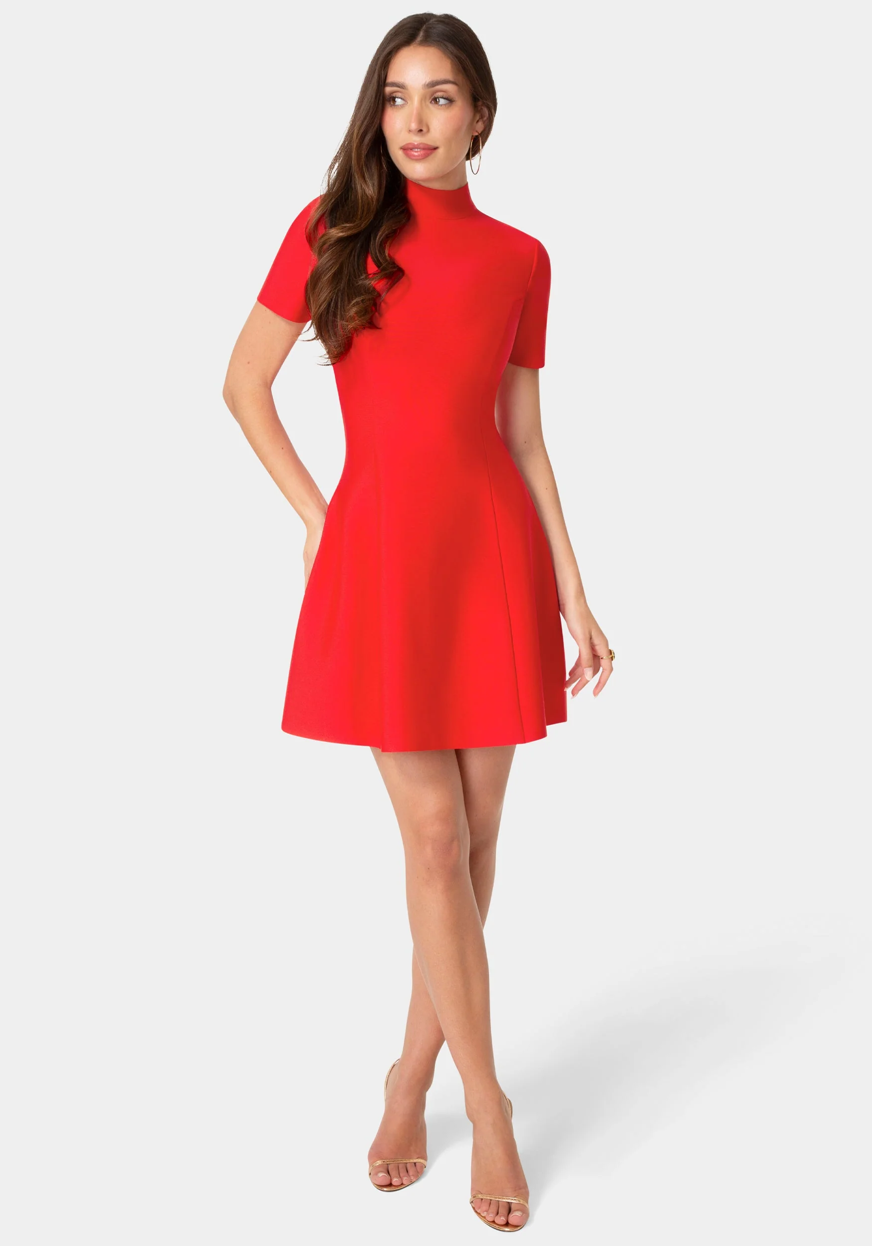 416-fit-and-flare-short-sleeve-bandage-dress-1.webp Fit and Flare Short Sleeve Bandage Dress