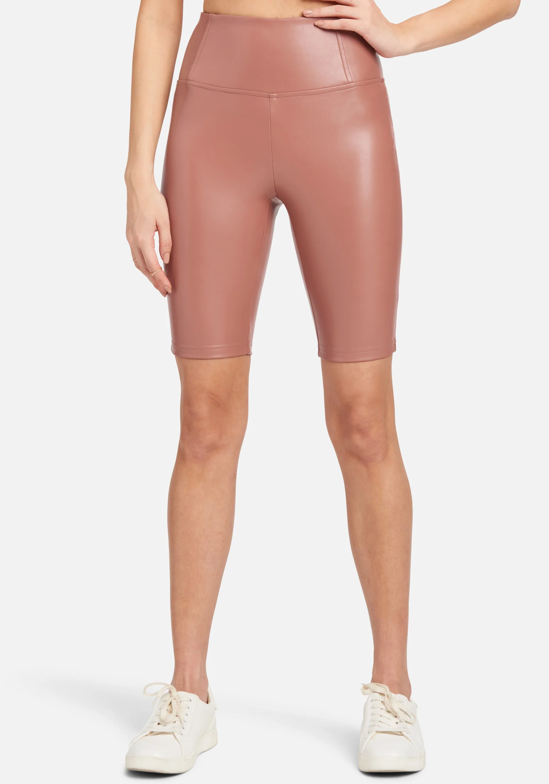 434-high-waist-vegan-leather-biker-short-1.webp High Waist Vegan Leather Biker Short
