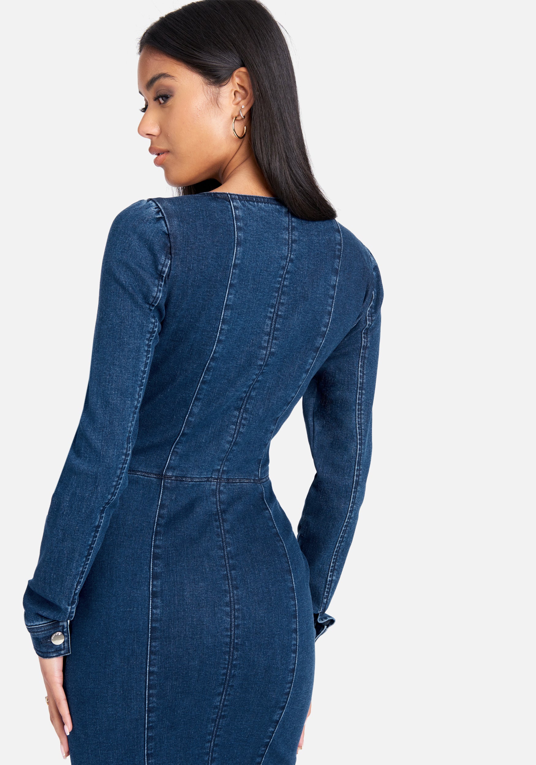 4463-long-sleeve-zip-front-bustier-denim-dress-4.jpg Long Sleeve Zip Front Bustier Denim Dress