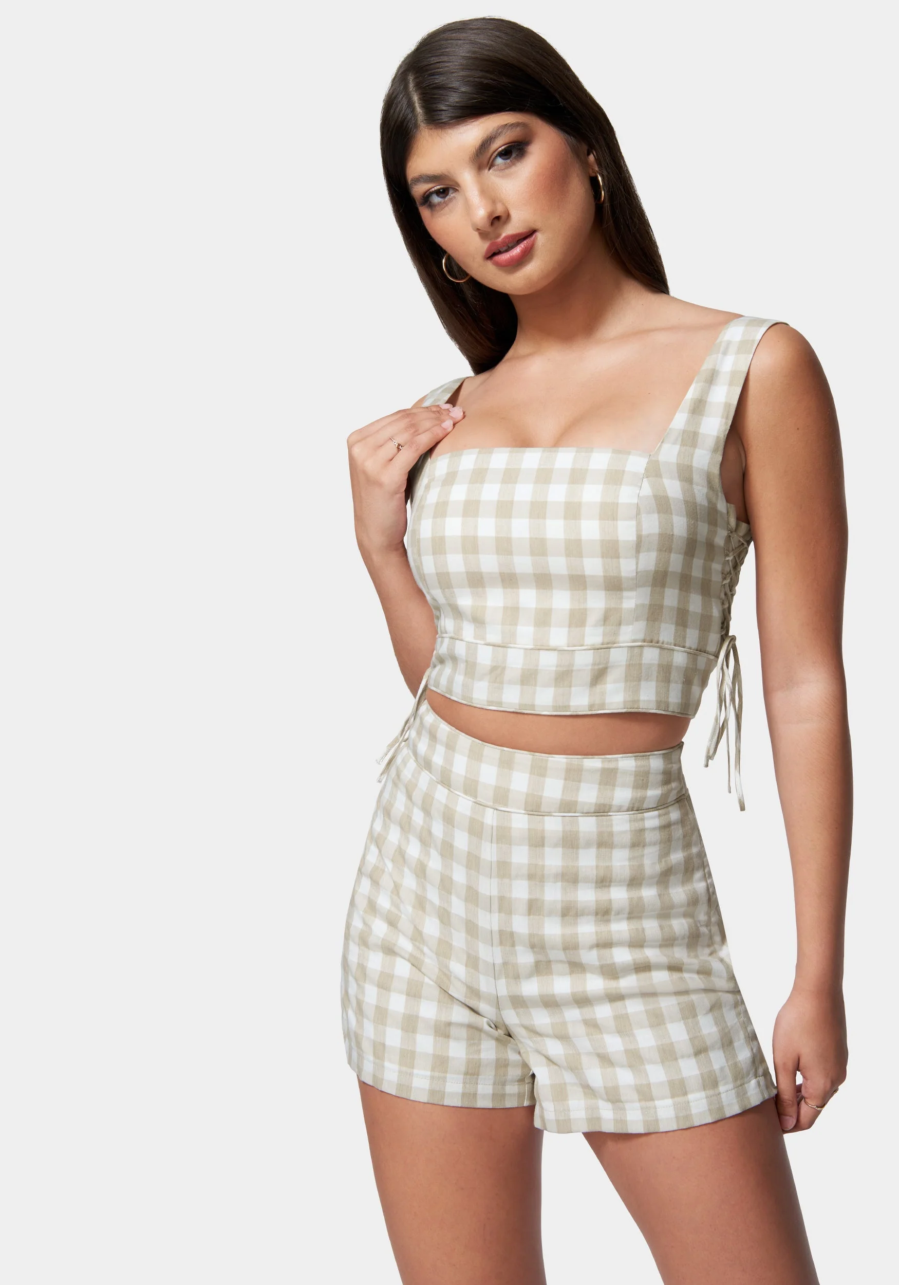 452-gingham-cropped-lace-up-detail-top-1.webp Gingham Cropped Lace Up Detail Top