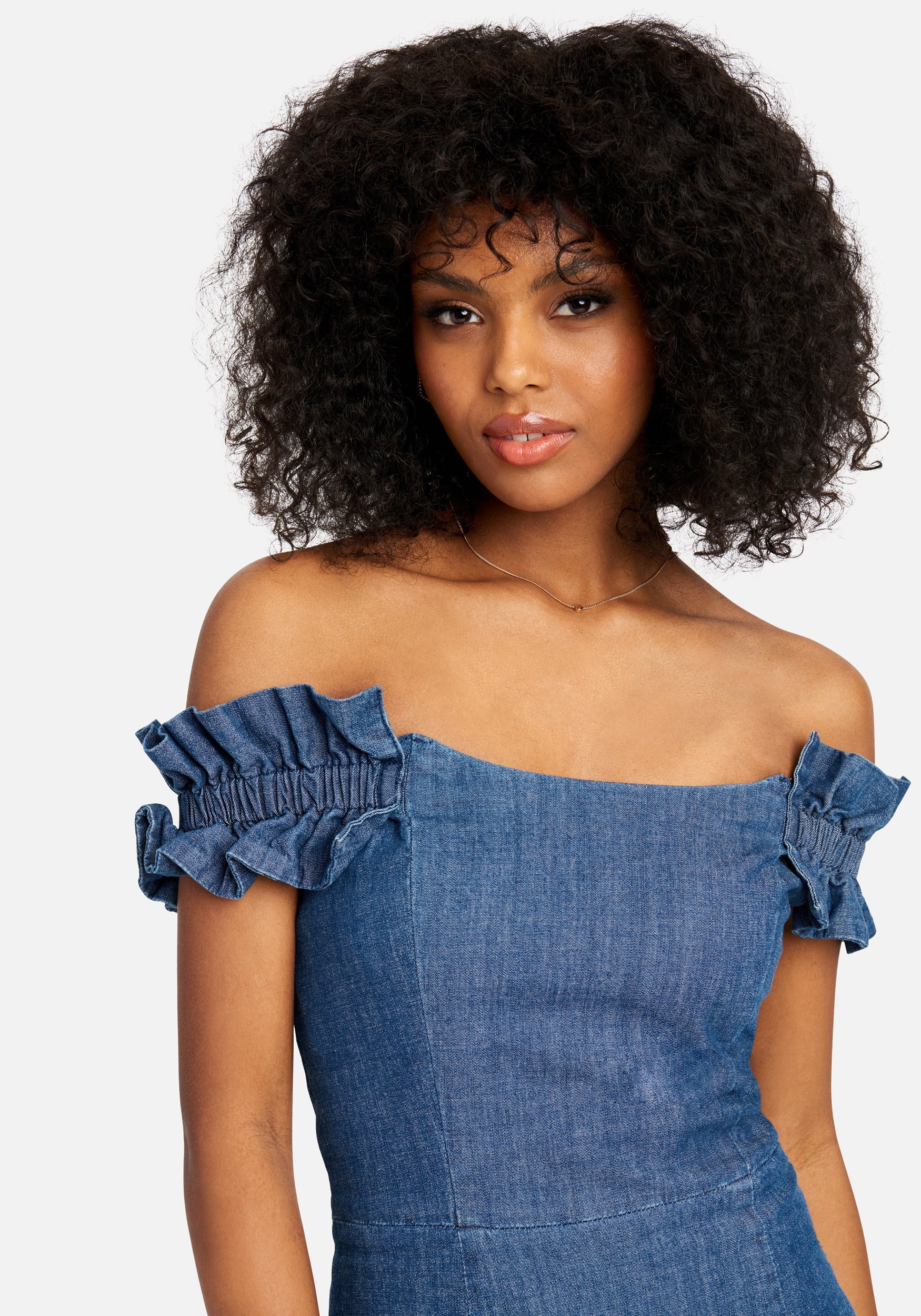 4617-off-shoulder-ruffle-detail-denim-dress-4.jpg Off Shoulder Ruffle Detail Denim Dress