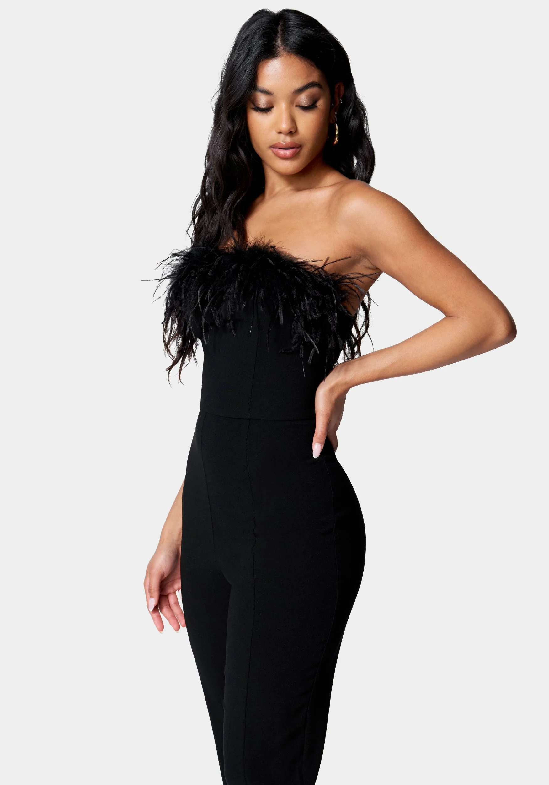 5092-feather-trim-split-hem-jumpsuit-2.webp Feather Trim Split Hem Jumpsuit