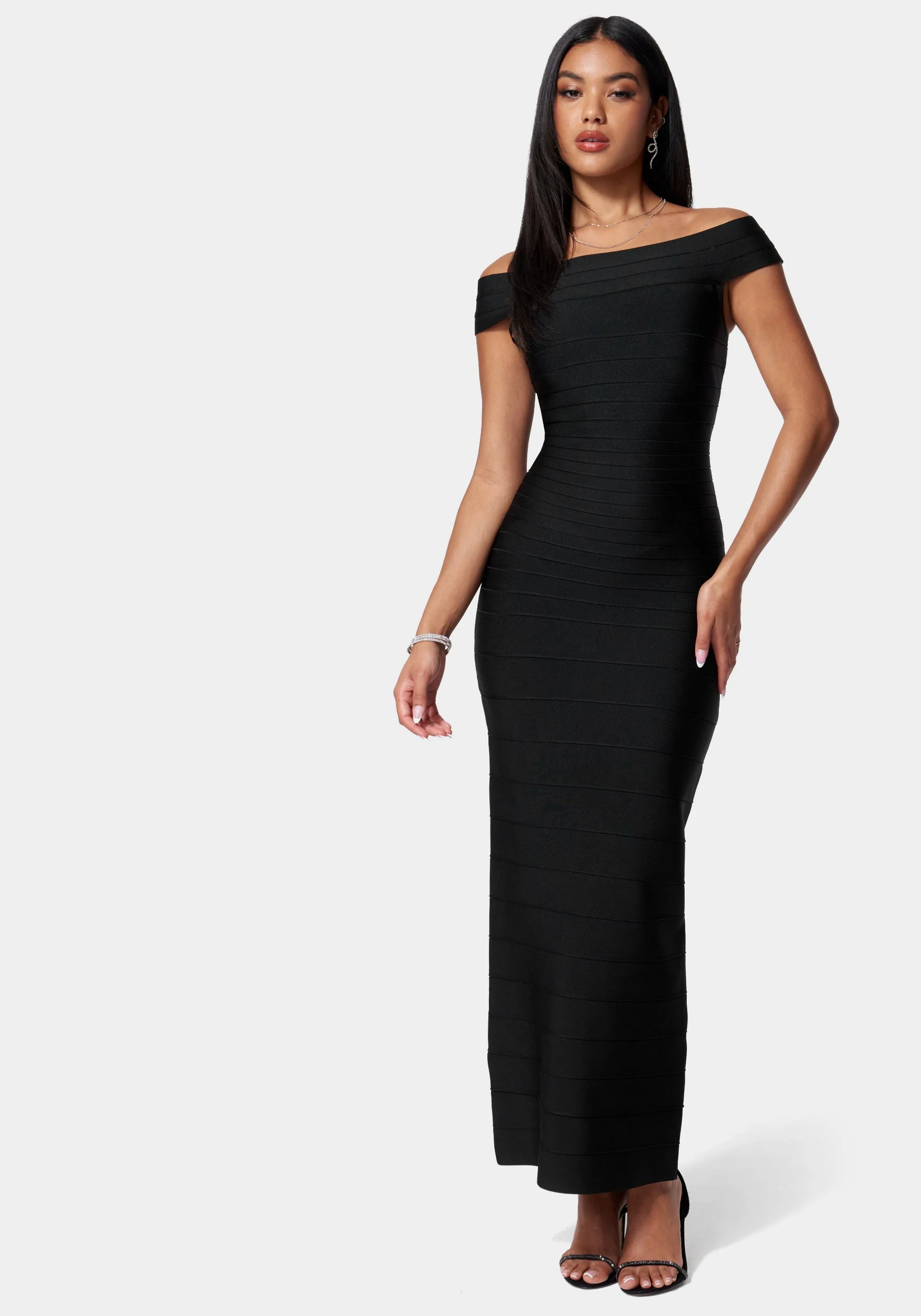 5146-luxe-bandage-off-shoulder-gown-1.webp Luxe Bandage Off Shoulder Gown